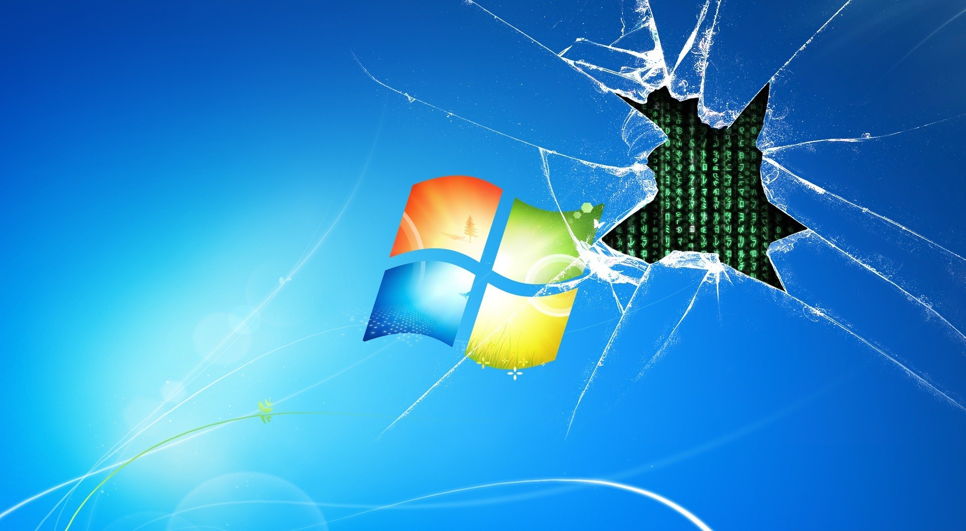General 1920x1056 Windows 7 logo digital art Microsoft Windows Matrix code
