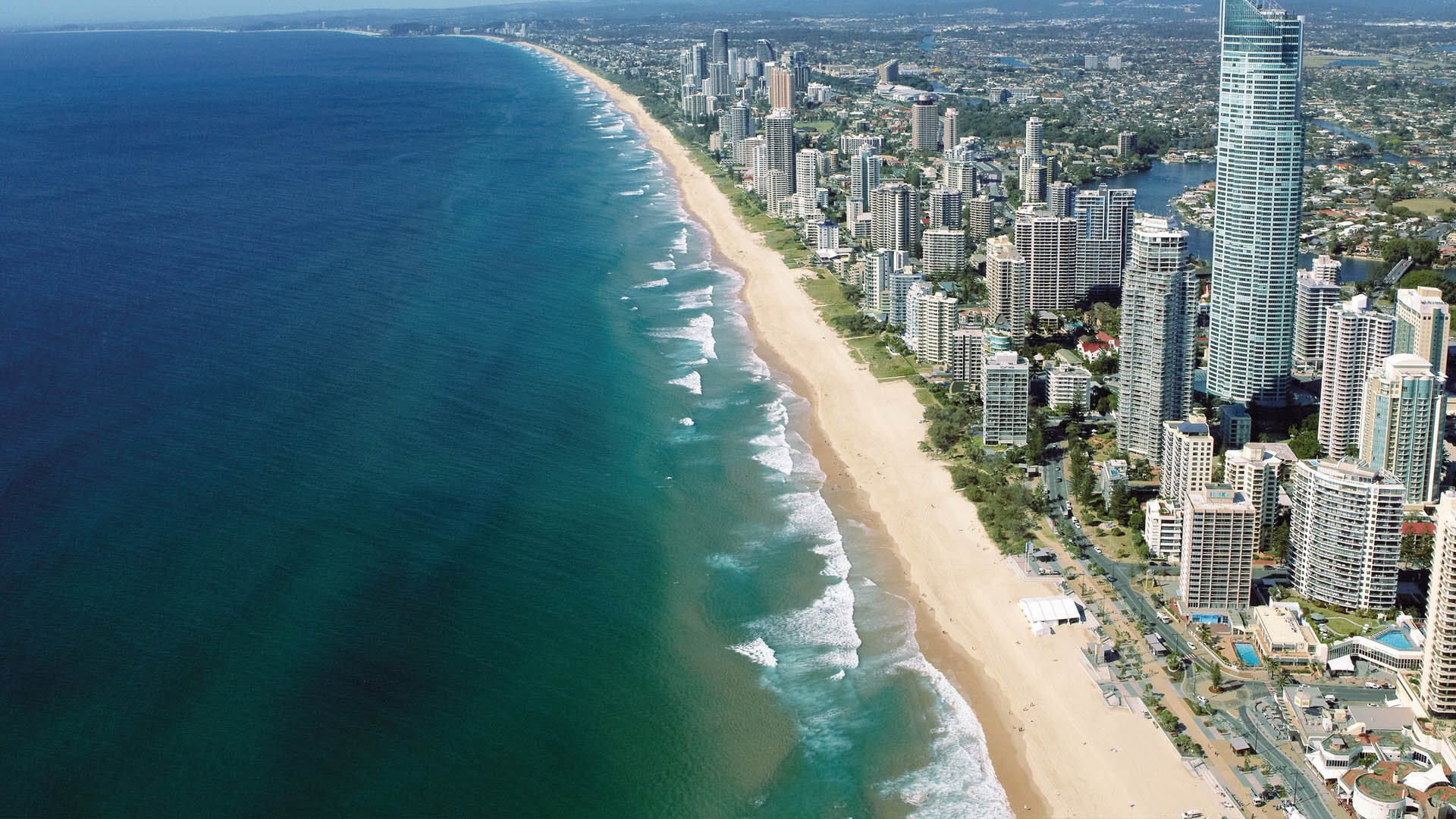 General 1920x1080 landscape beach Gold Coast Australia Queensland cityscape sea