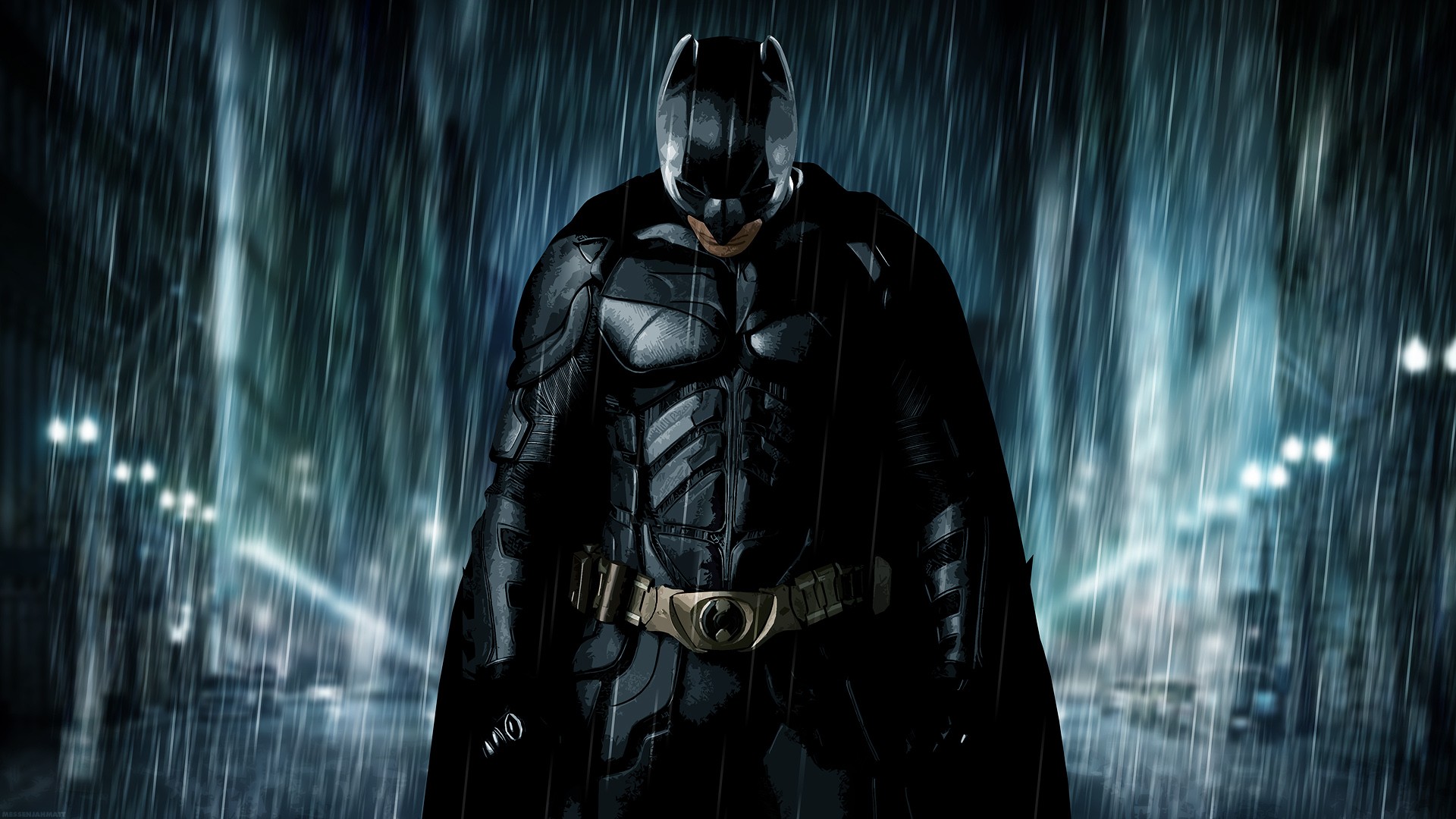 General 1920x1080 Batman rain superhero MessenjahMatt The Dark Knight movies