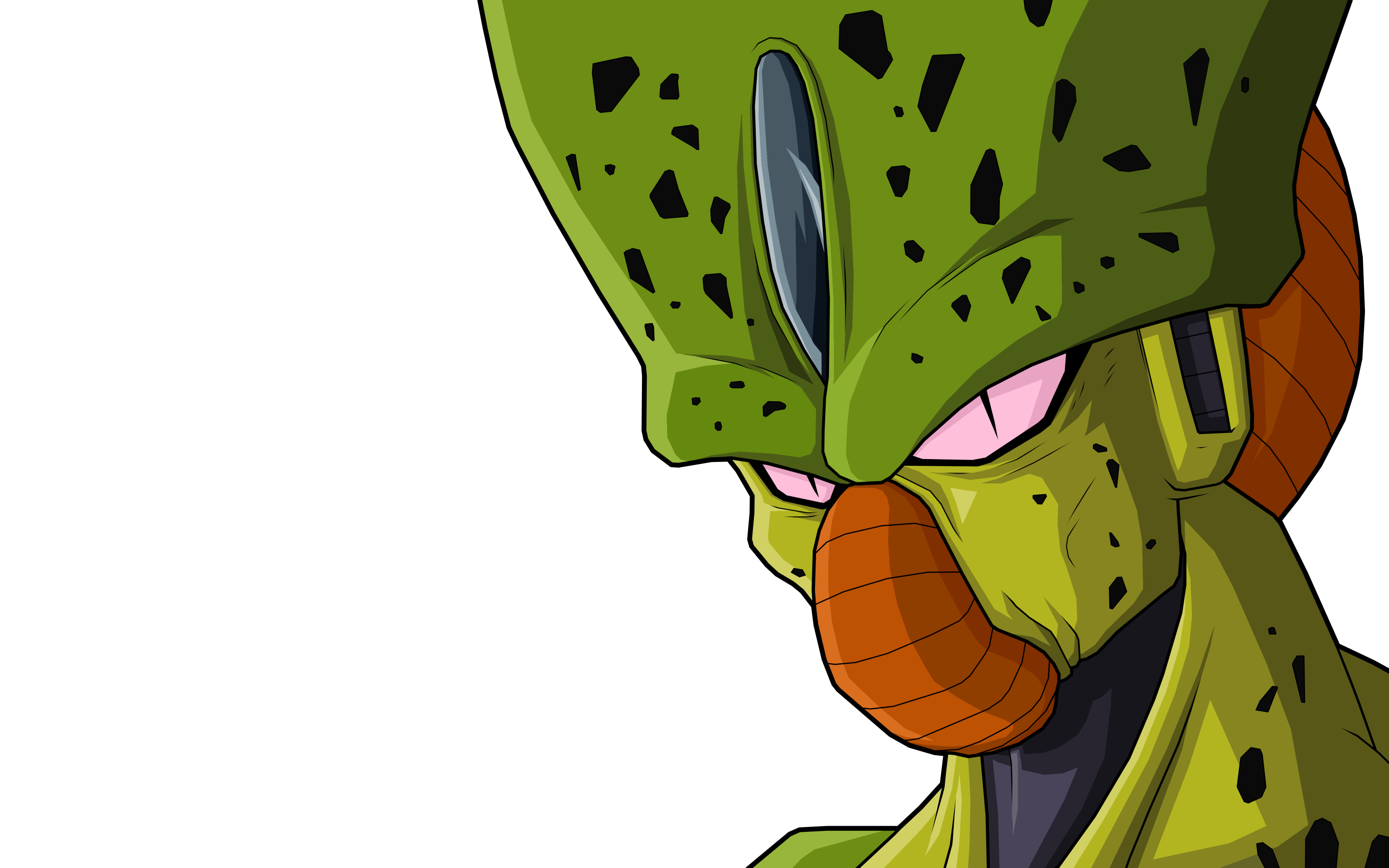 Anime 2880x1800 Dragon Ball Dragon Ball Z Cell (character) pink eyes anime simple background white background