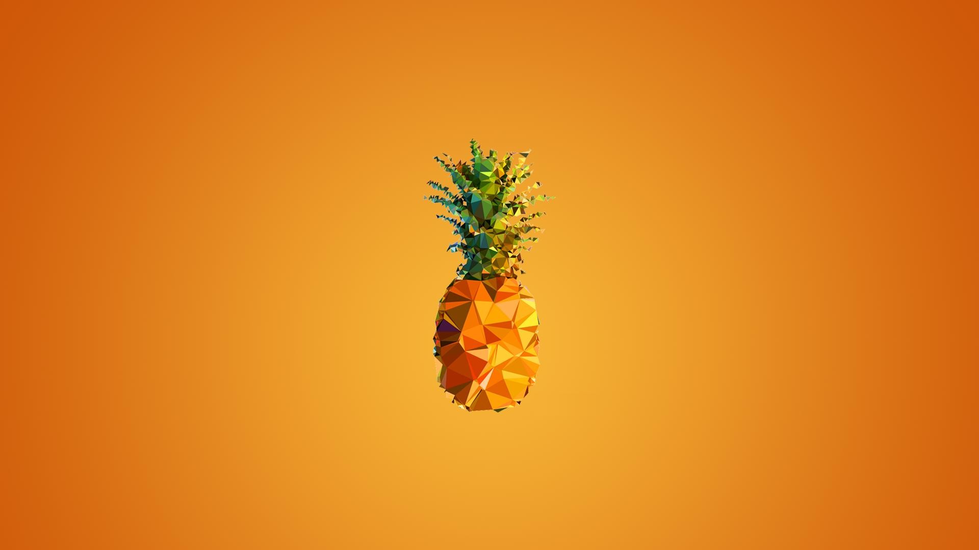 General 1920x1080 minimalism pineapples fruit digital art food gradient orange background