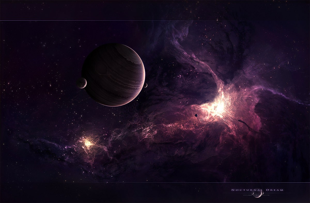 General 1200x788 space planet Moon nebula purple artwork space art digital art