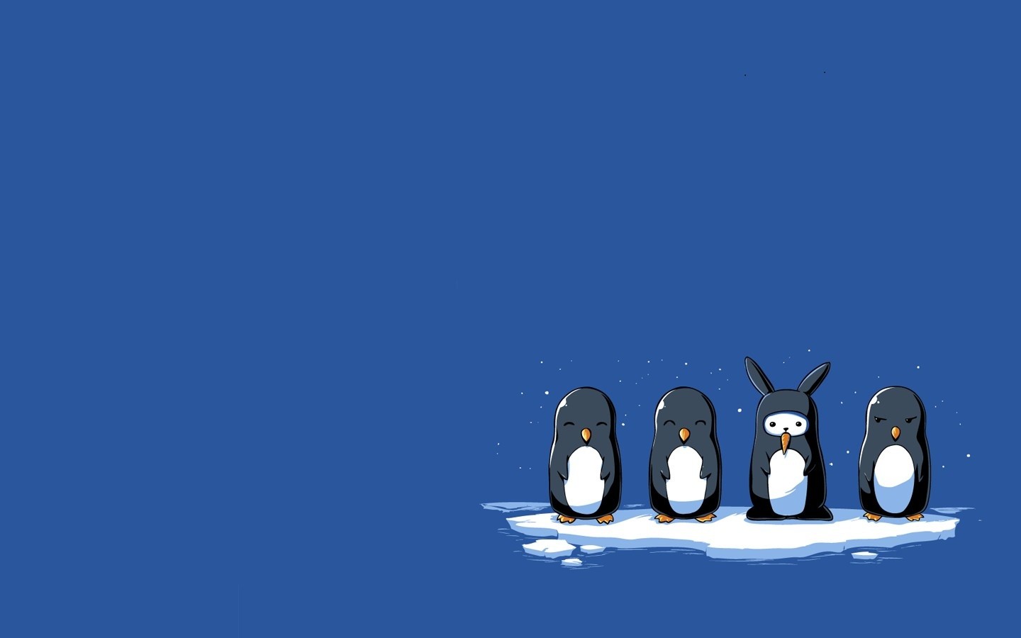General 1440x900 penguins simple background humor artwork animals birds blue background