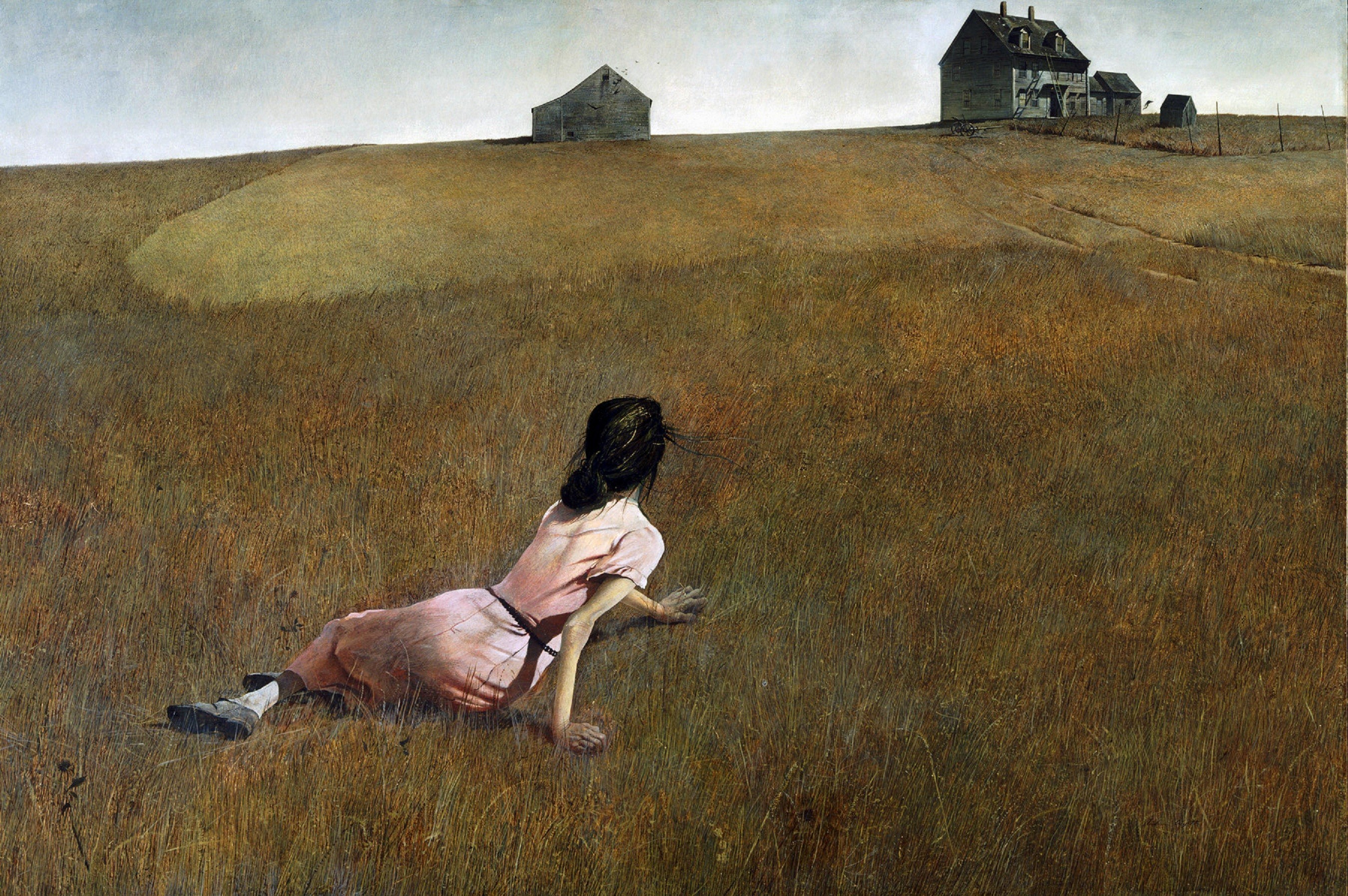 General 2700x1795 artwork Andrew Wyeth women painting field house women outdoors grass