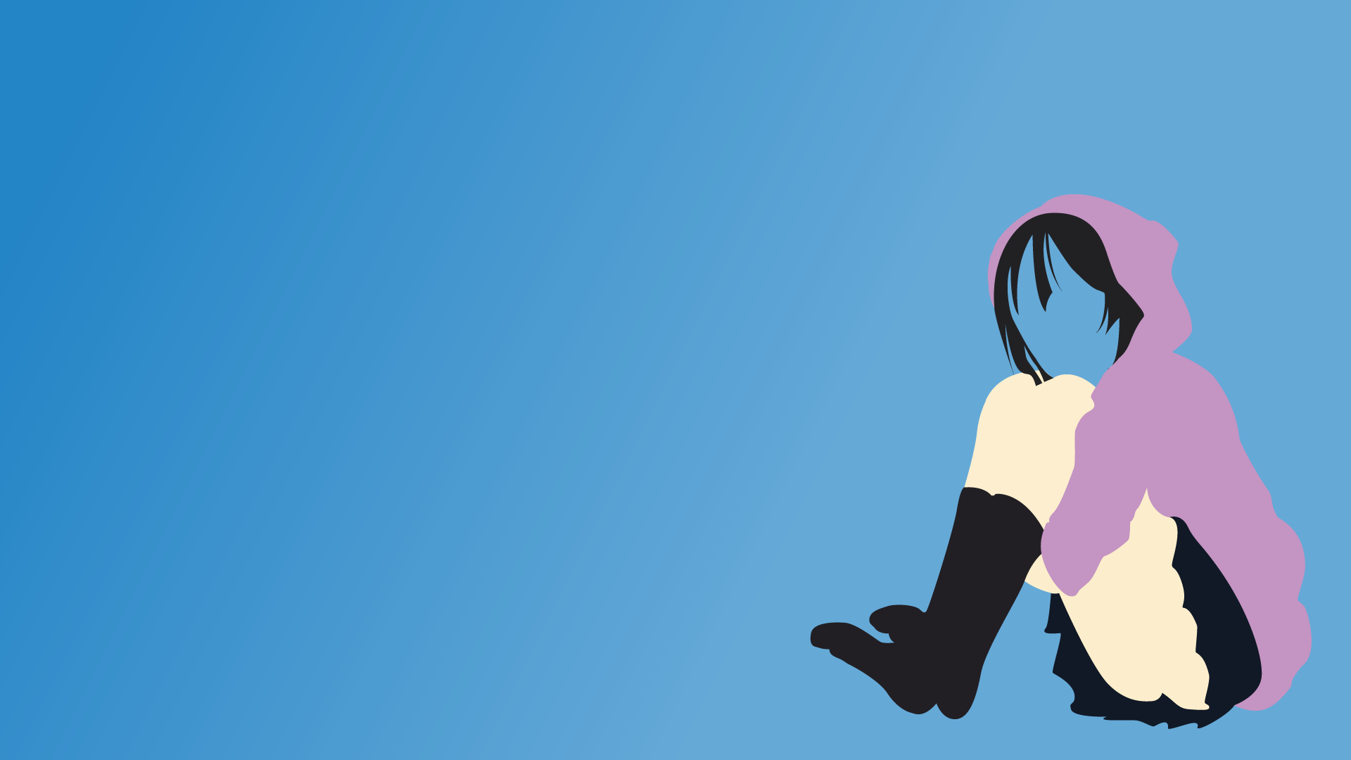 Anime 1920x1080 anime vectors anime girls Akiyama Mio K-ON! gradient blue background socks sitting simple background black socks  crew socks hoods long sleeves sweatshirts arms under knees curled toes