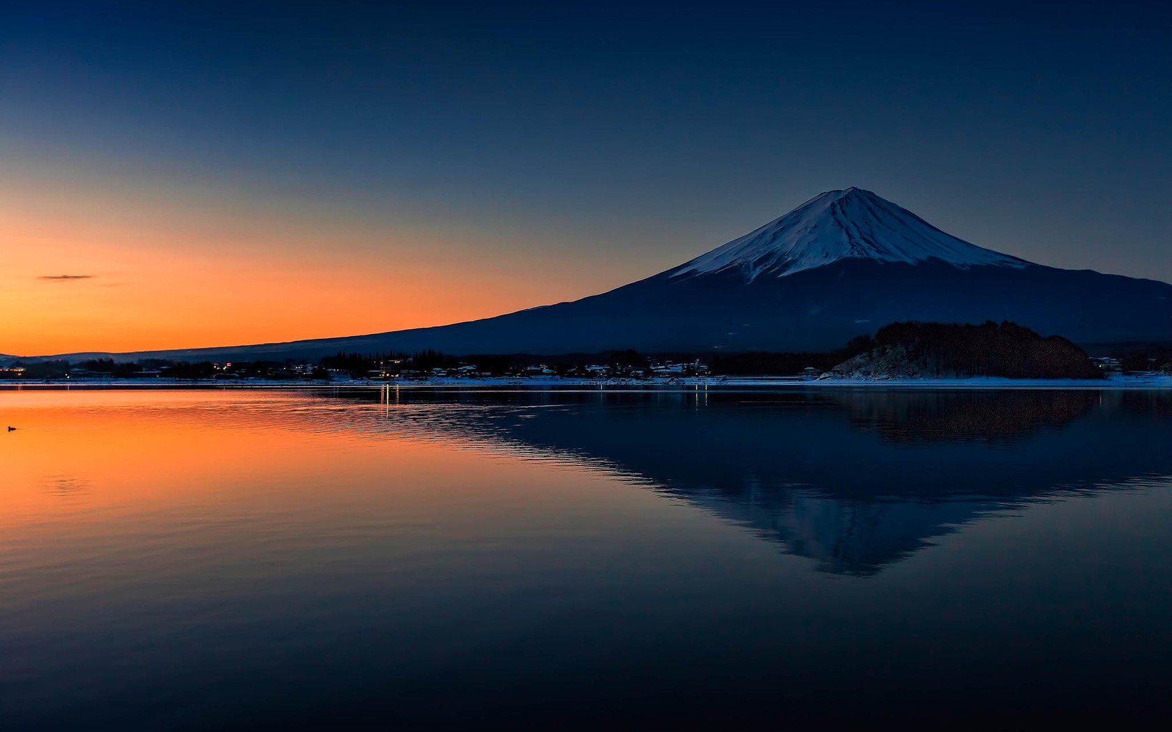 General 1680x1050 reflection Mount Fuji sunset mountains Japan Asia lake low light sunset glow