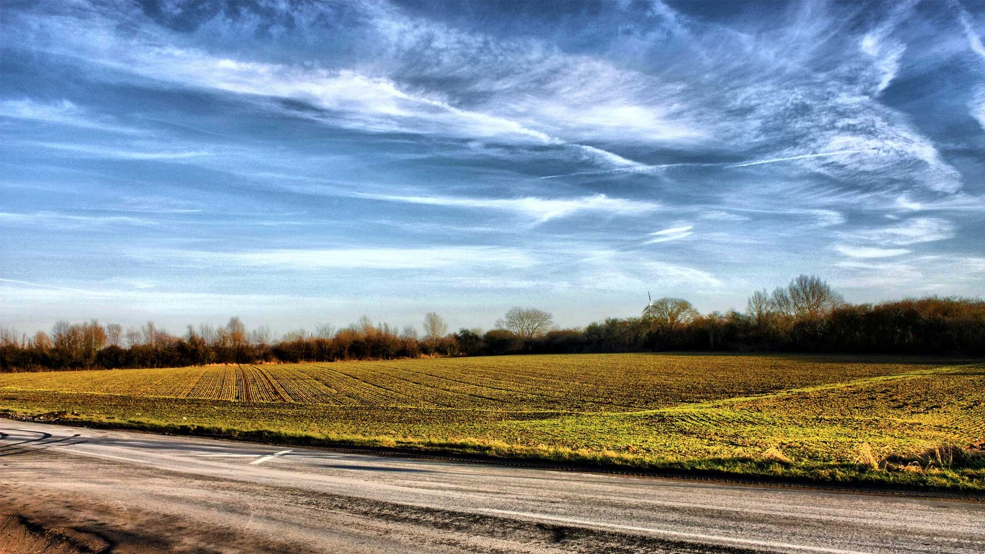 General 1920x1080 road trees clouds field sky outdoors