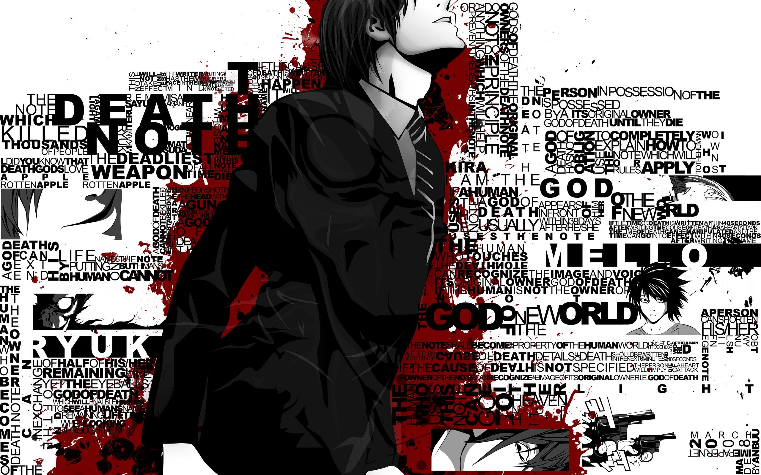 Anime 2560x1600 Death Note anime Yagami Light typography
