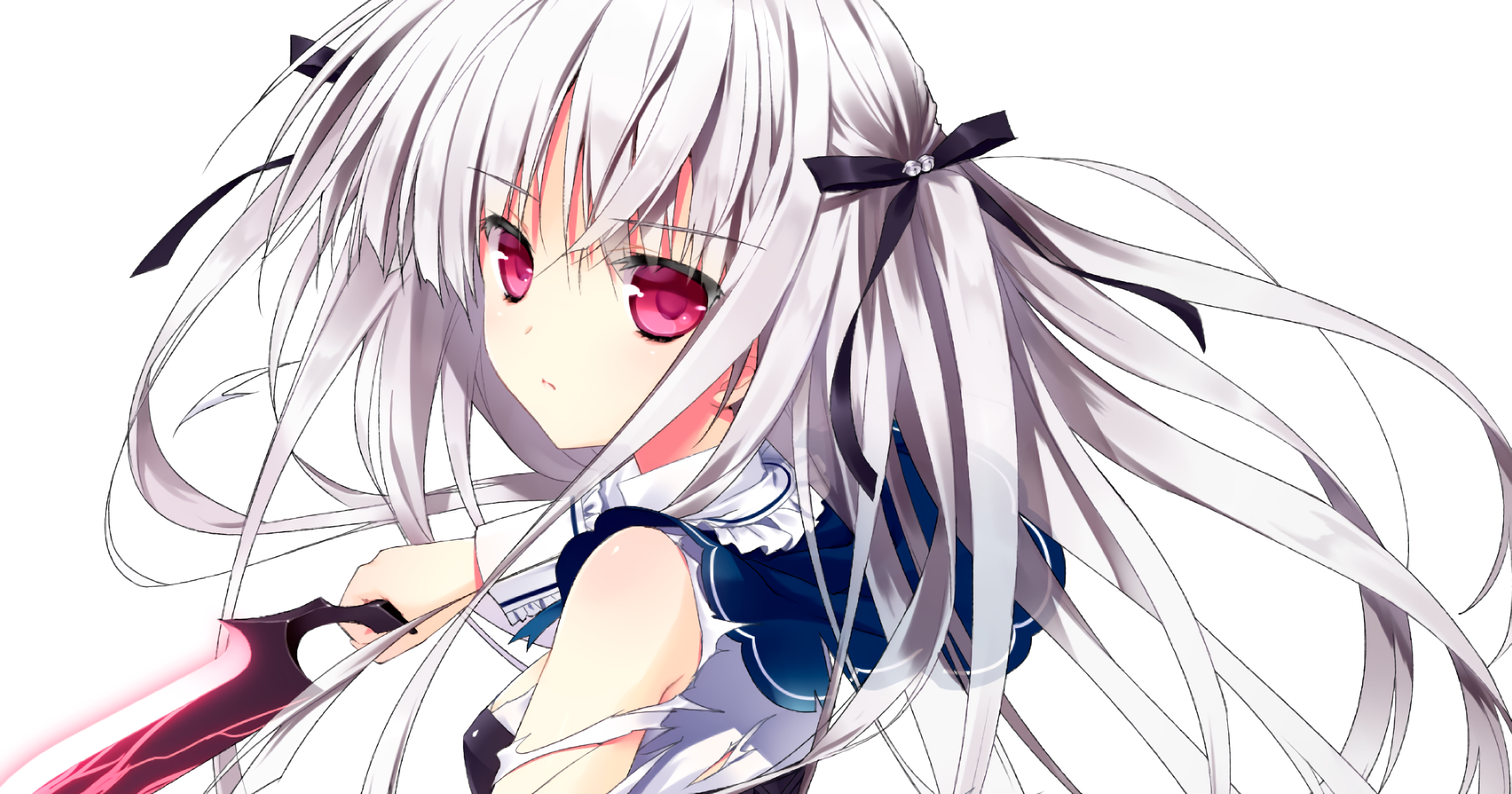 Anime 2400x1260 anime anime girls Absolute Duo  Sigtuna Julie face white background simple background long hair