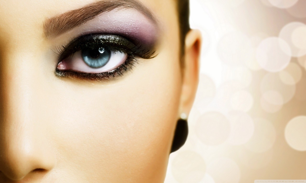 People 1280x768 blue eyes face eyeshadow portrait closeup makeup women model eyeliner