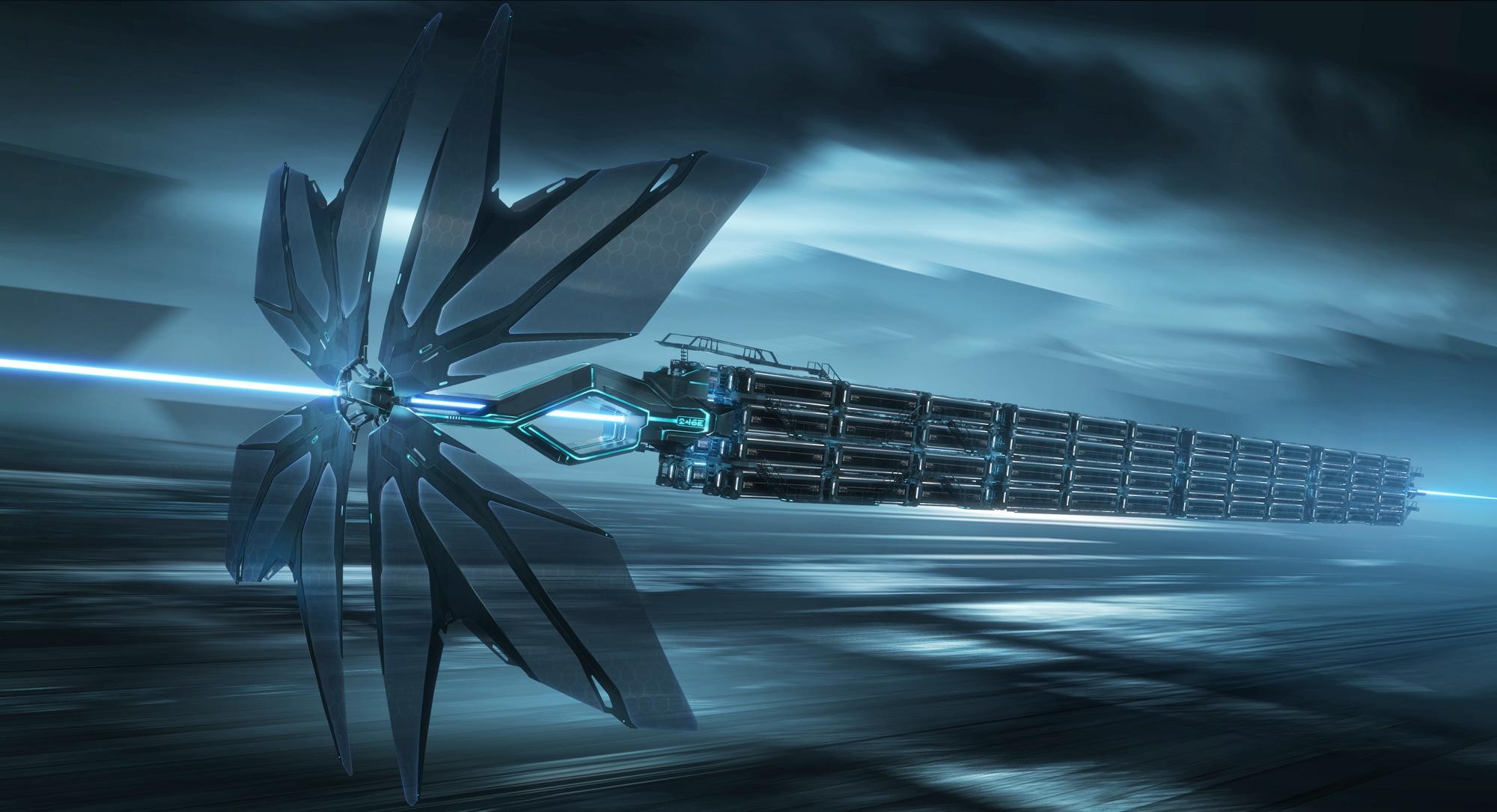 General 2000x1085 science fiction Tron: Legacy movies CGI blue Solar Sailer