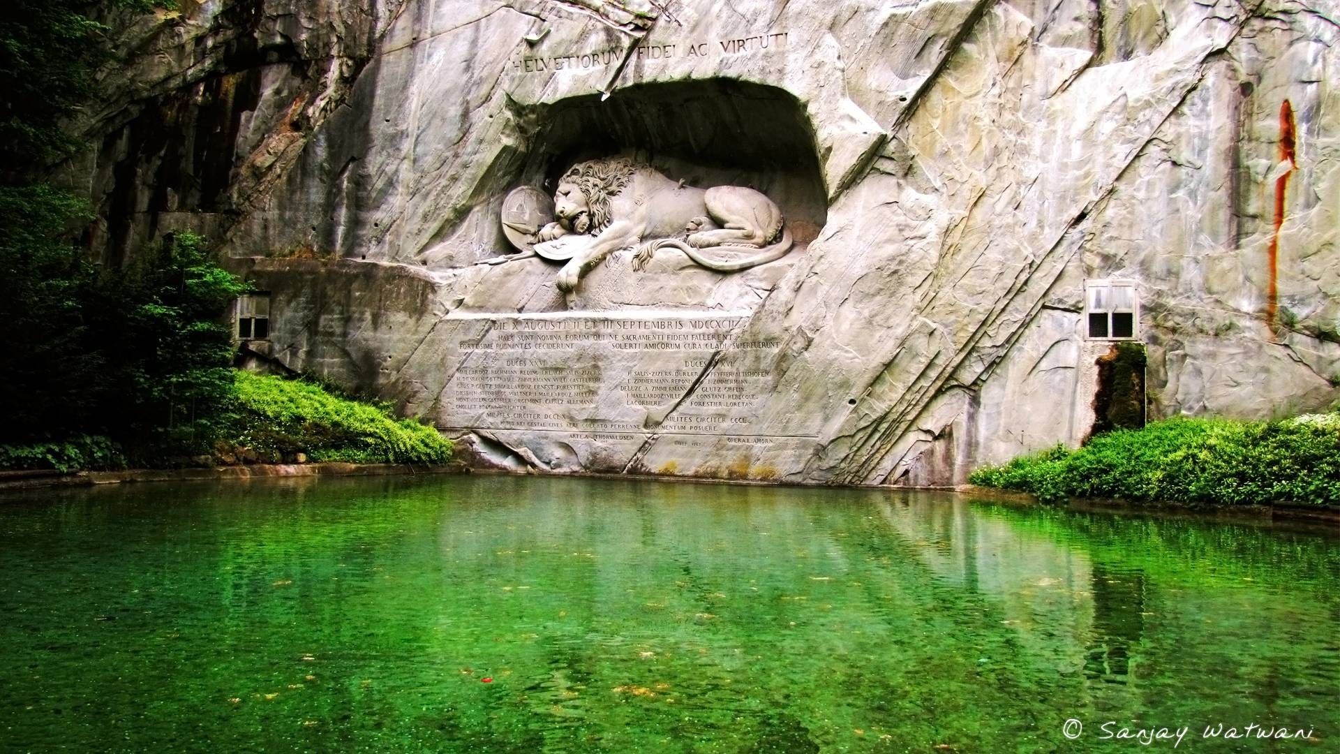 General 1920x1080 sculpture pond Latin statue lion