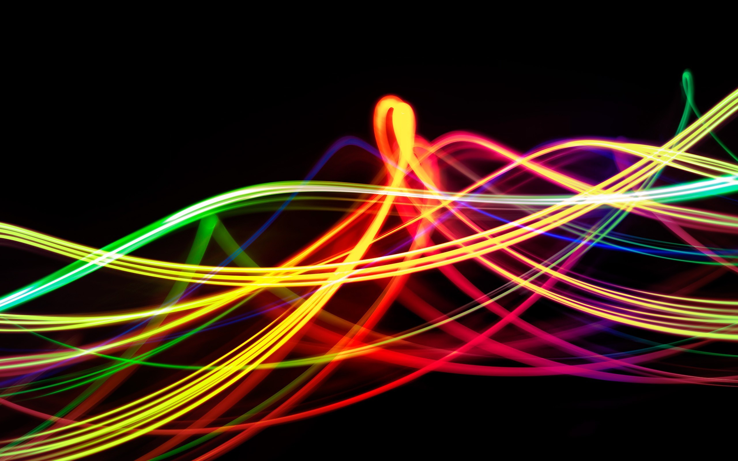 General 2560x1600 streaks lights colorful abstract light trails simple background black background swirls shapes digital glowing