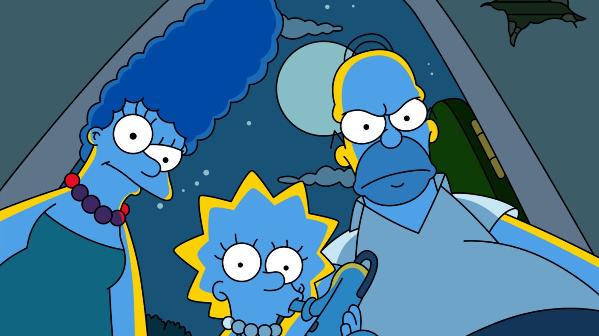 General 1920x1080 The Simpsons Homer Simpson Marge Simpson Lisa Simpson cartoon humor cyan TV series angry