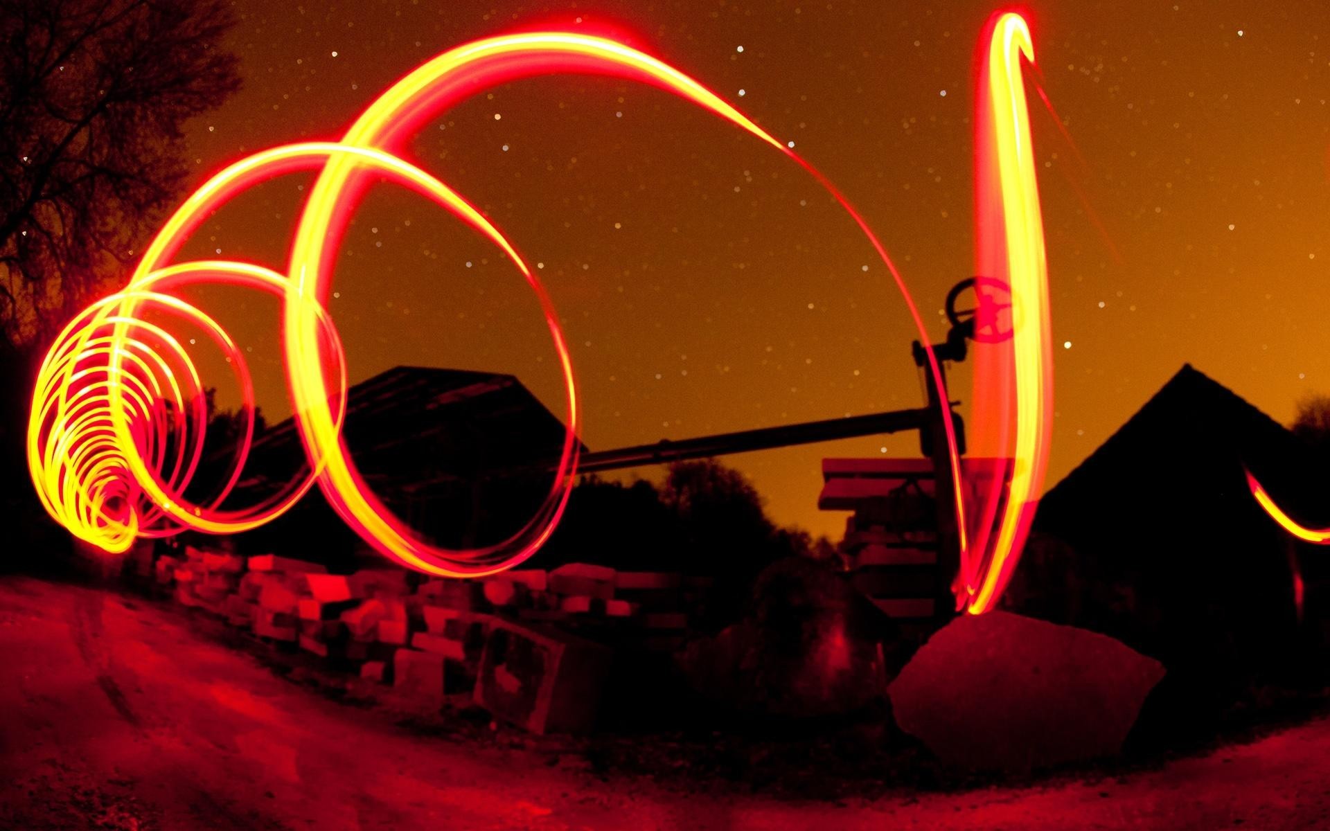General 1920x1200 photography light painting spiral red orange long exposure low light