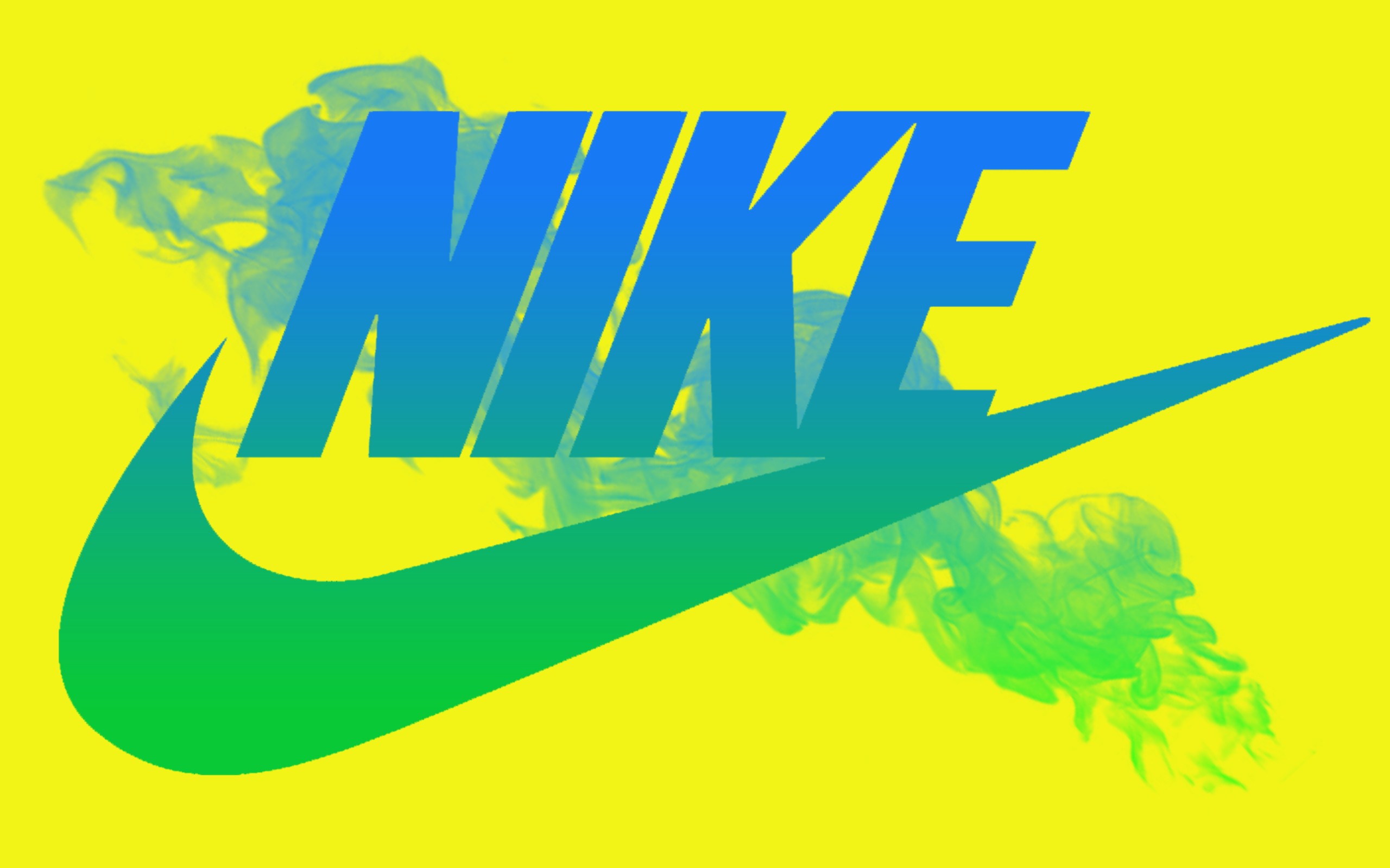 General 2560x1600 logo yellow background Nike yellow blue green brand digital art simple background