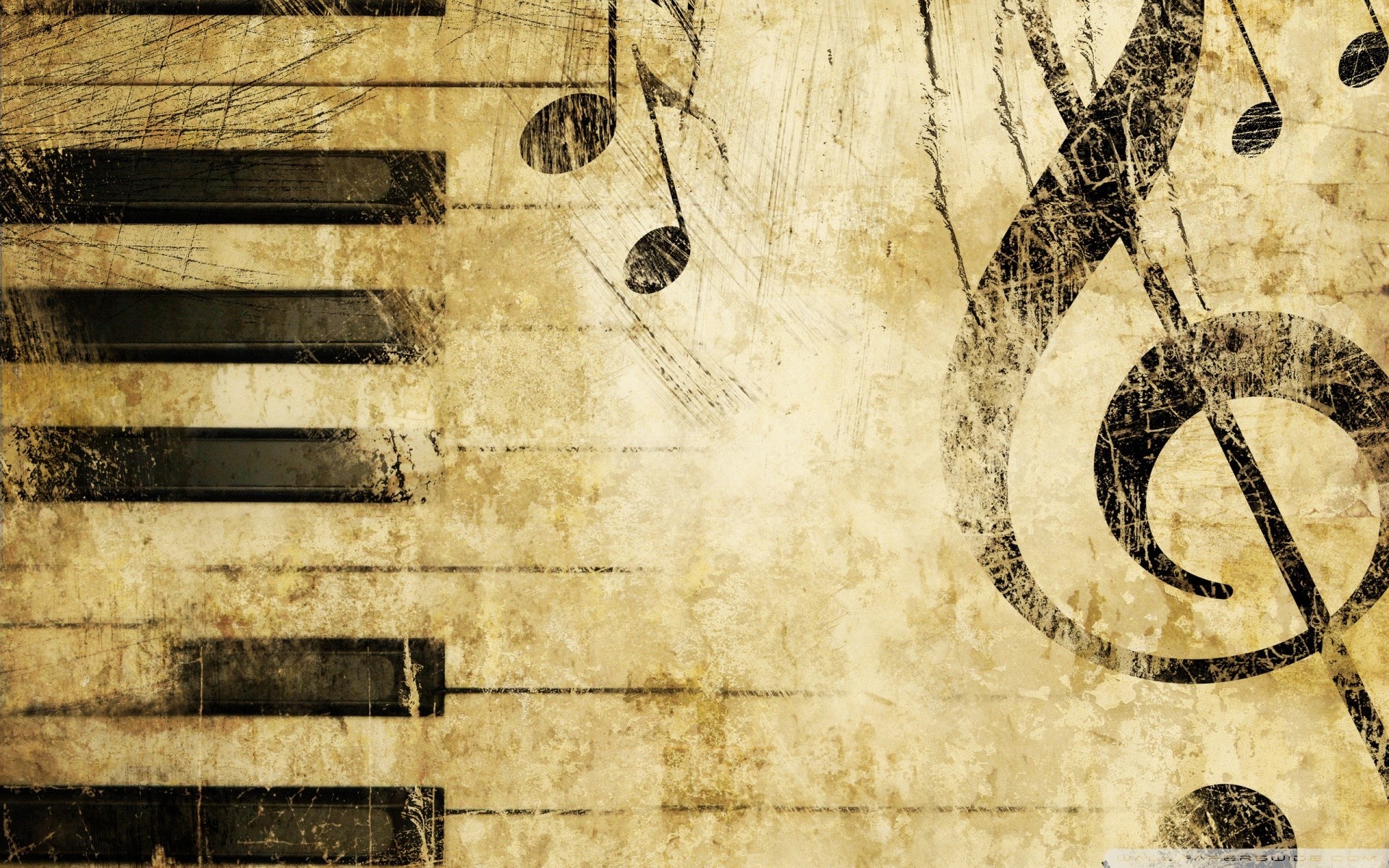 General 1920x1200 music piano musical notes beige digital art