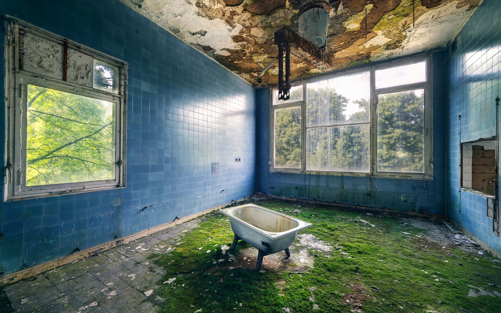 General 1920x1200 interior Fallout moss bathtub rust indoors abandoned ruins old