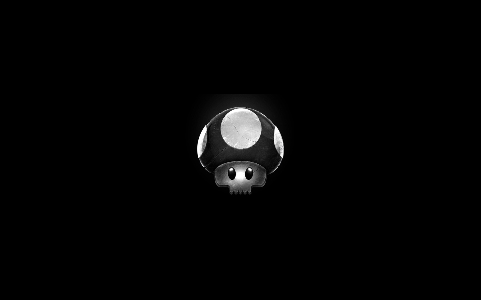 General 1680x1050 artwork fire Mario Bros. mushroom gray skull black video games video game art monochrome simple background black background