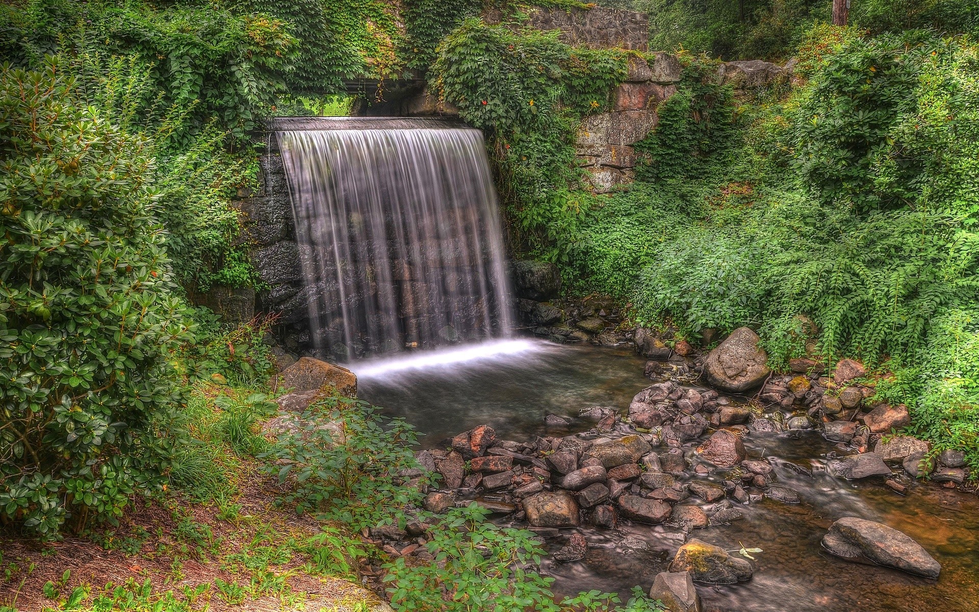 General 1920x1200 nature waterfall HDR stones creeks water plants outdoors