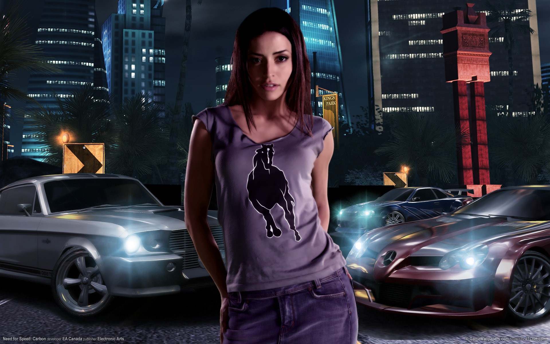 General 1920x1200 Need for Speed Need for Speed: Carbon car vehicle video games Emmanuelle Vaugier video game girls purple clothing EA Games women with cars