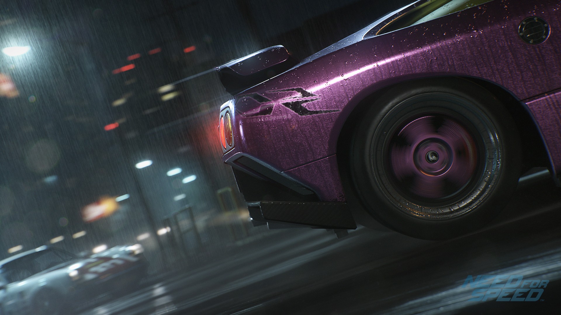 General 1920x1080 car vehicle Need for Speed video games rain purple cars colored wheels