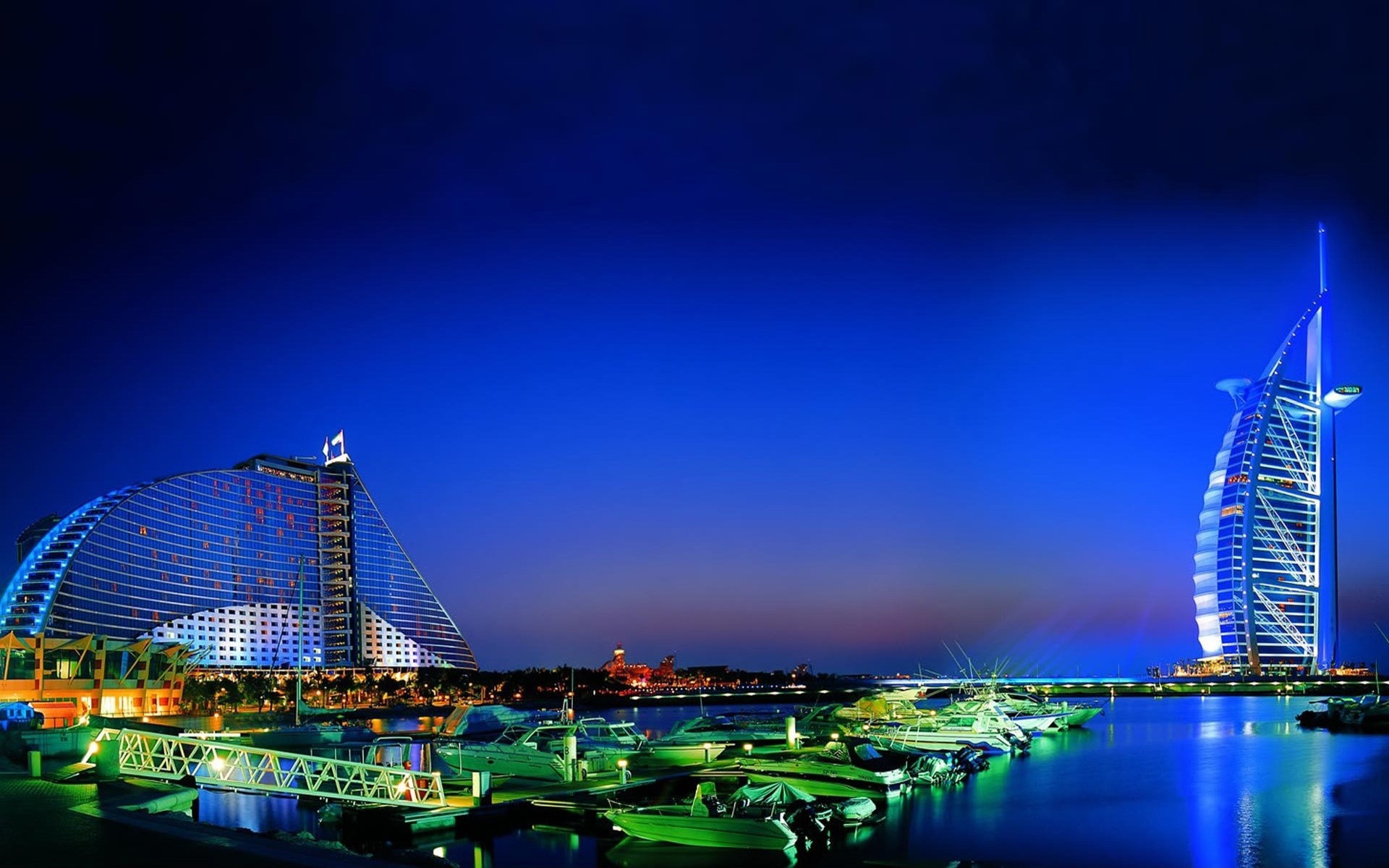 General 1920x1200 Dubai night boat hotel cityscape