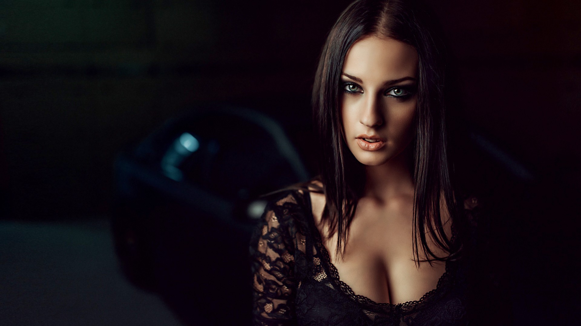 People 1920x1080 brunette boobs eyes women Russian women model Alla Berger cleavage face car women with cars makeup looking at viewer