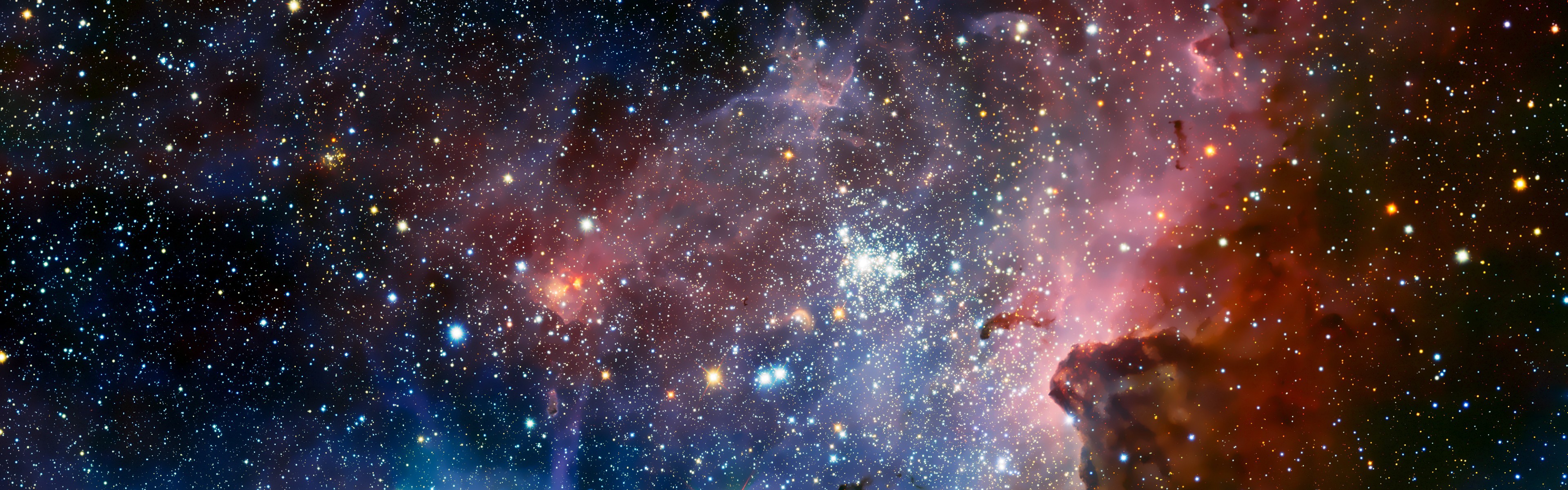 General 3840x1200 space multiple display nebula space art colorful stars digital art Carina Nebula ALMA Observatory