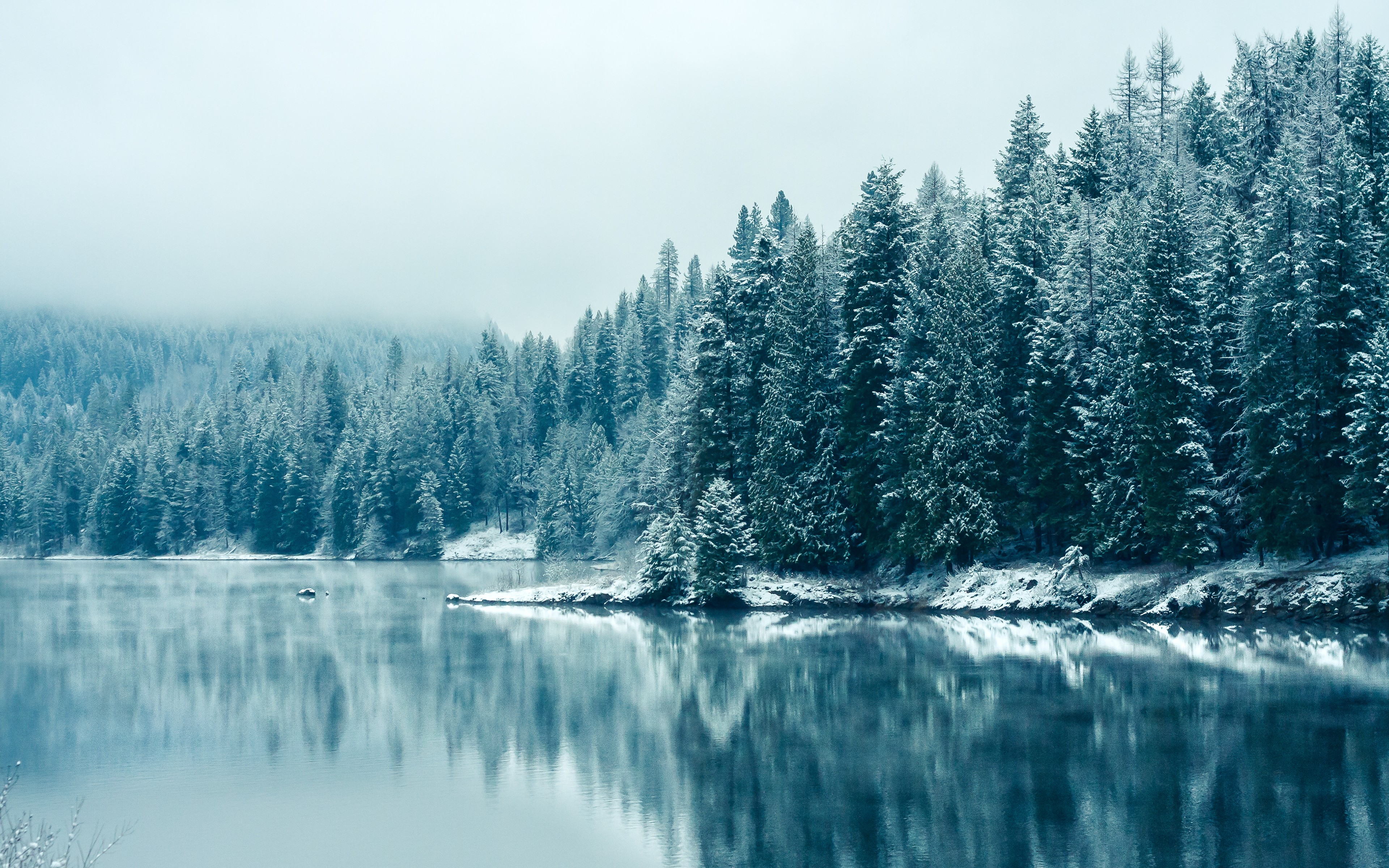 General 3840x2400 snow landscape water trees nature winter ice reflection outdoors