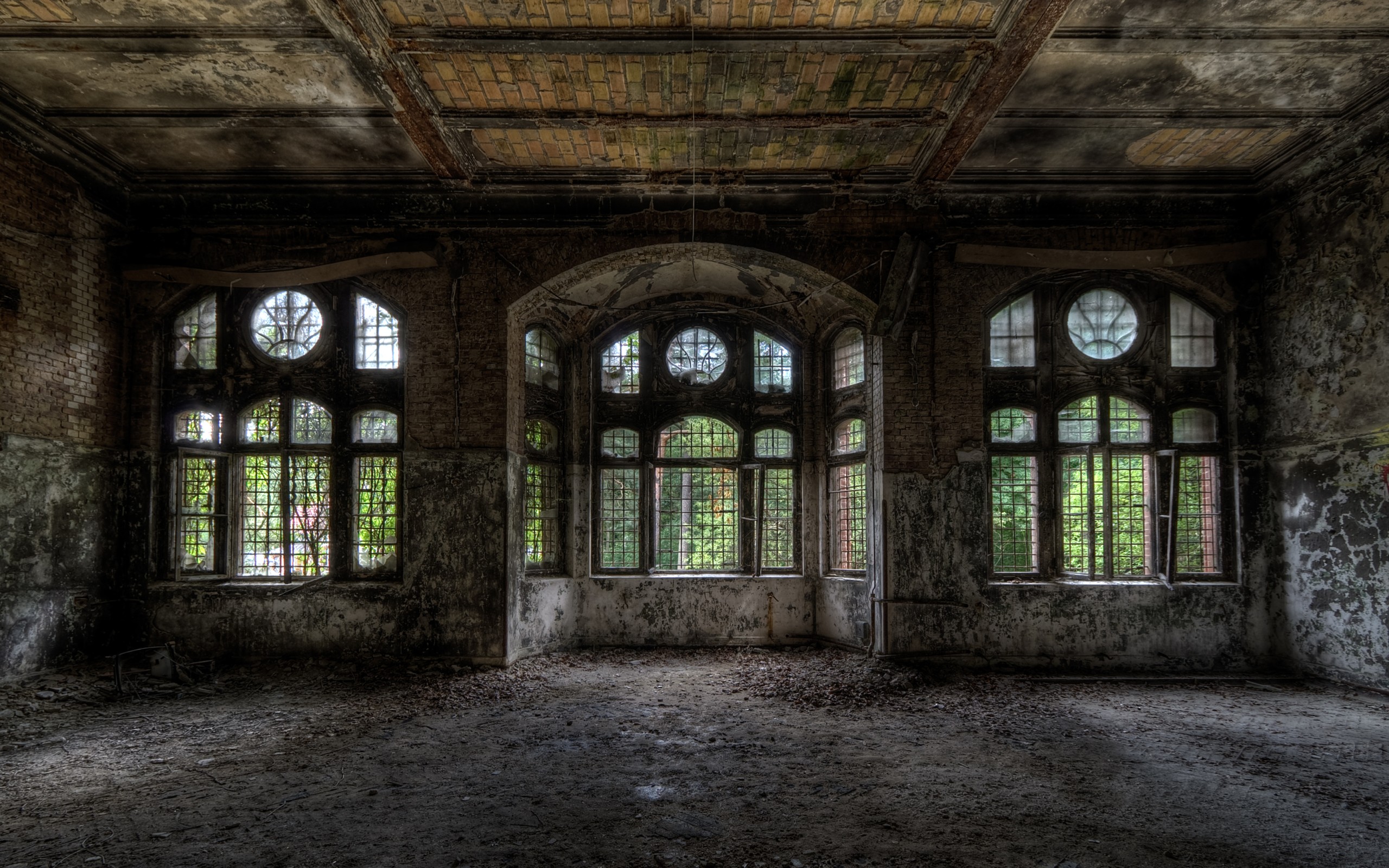 General 2560x1600 HDR abandoned window indoors house room architecture ruins old