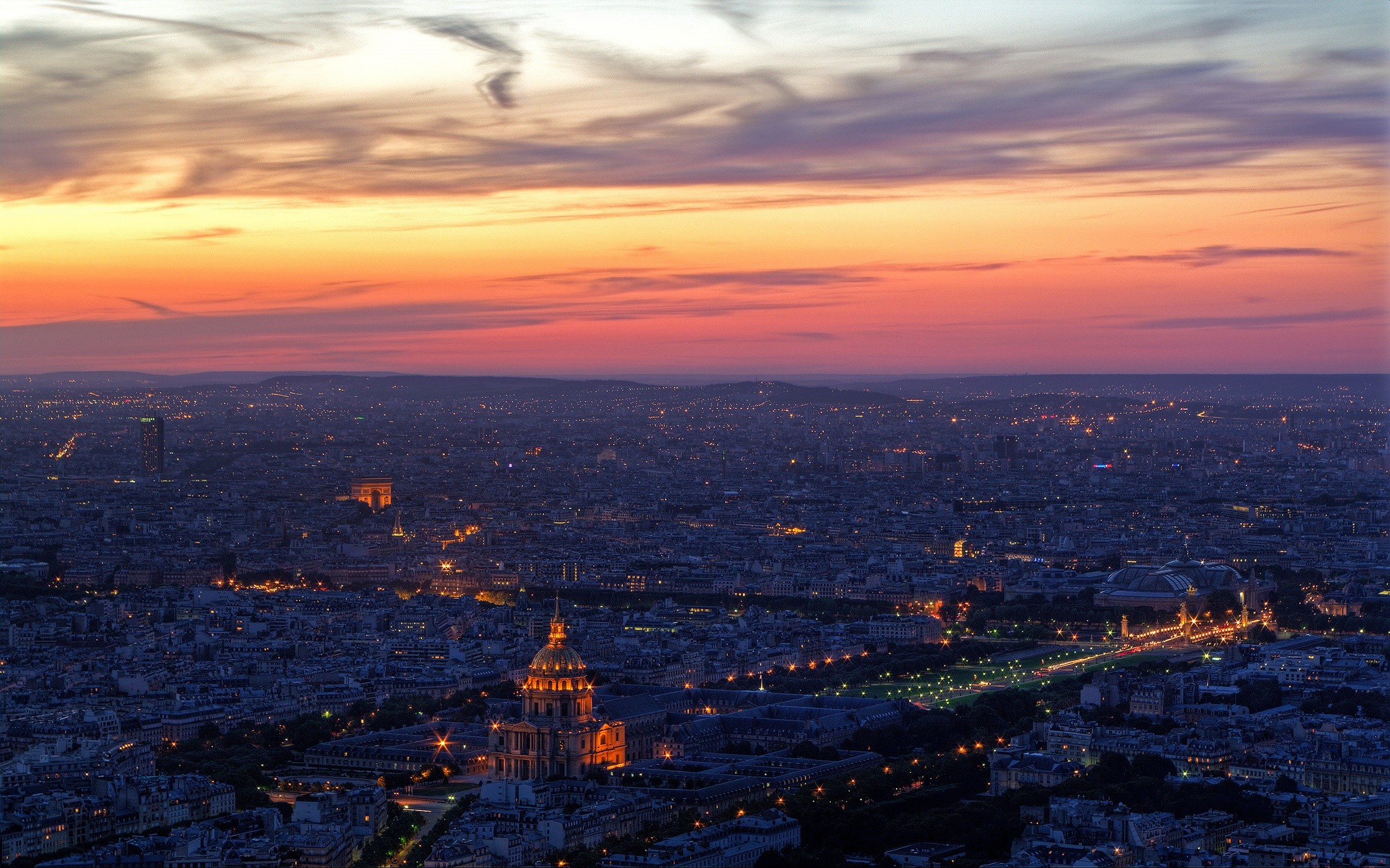 General 2200x1375 Paris cityscape city urban city lights sunrise France panorama