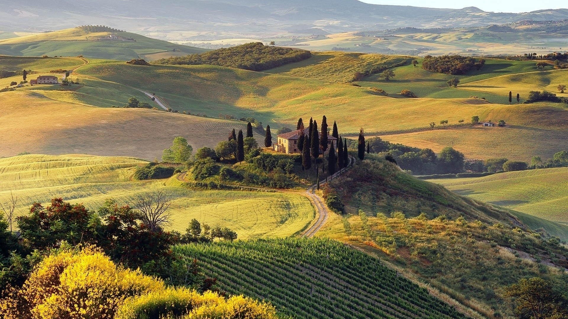General 1920x1080 nature landscape Italy field hills Tuscany