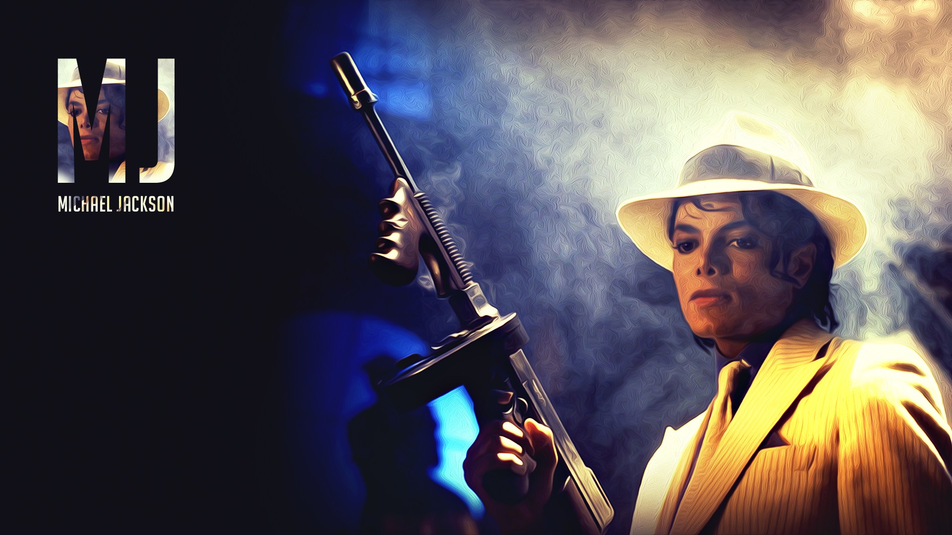 People 1920x1080 Michael Jackson pop music tommy gun weapon hat music singer men