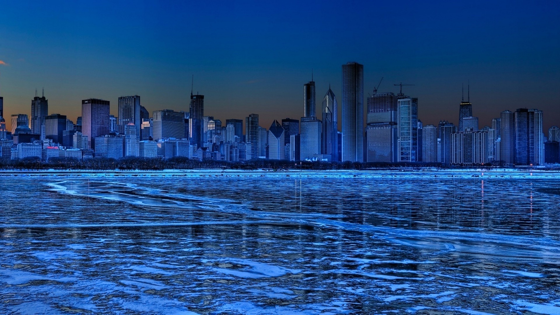 General 1920x1080 cityscape sea HDR building Chicago USA skyline blue