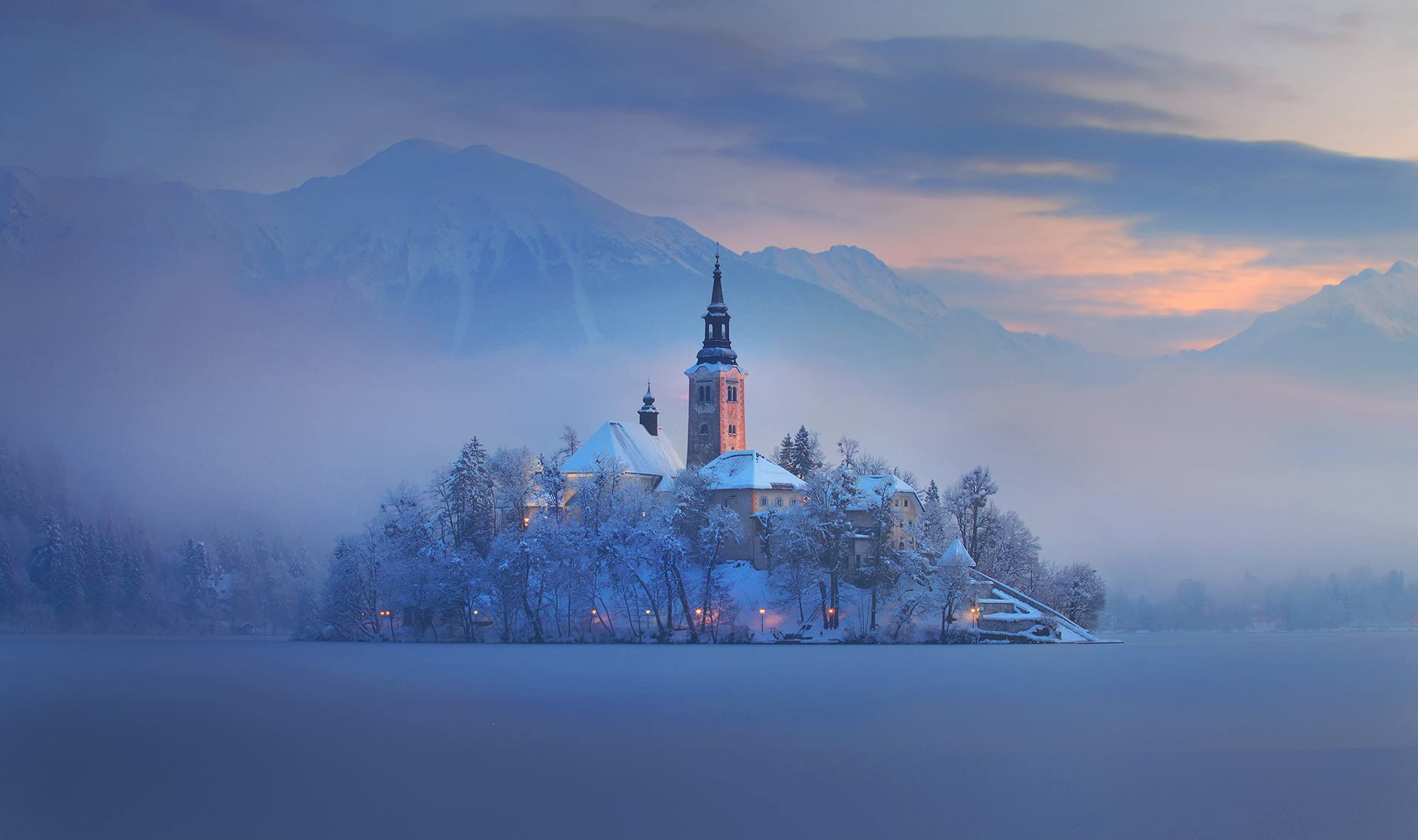 General 1920x1138 building winter snow ice mist mountains lake calm church tower blue landscape cold outdoors