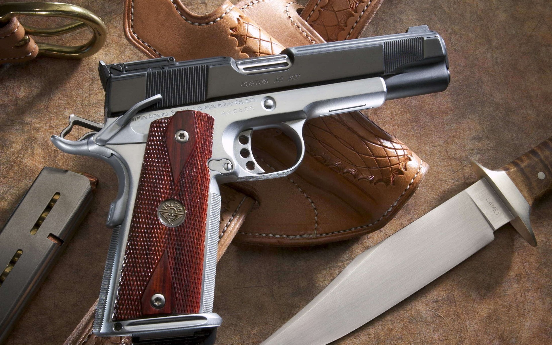 General 1920x1200 gun knife M1911 holster weapon ammunition American firearms