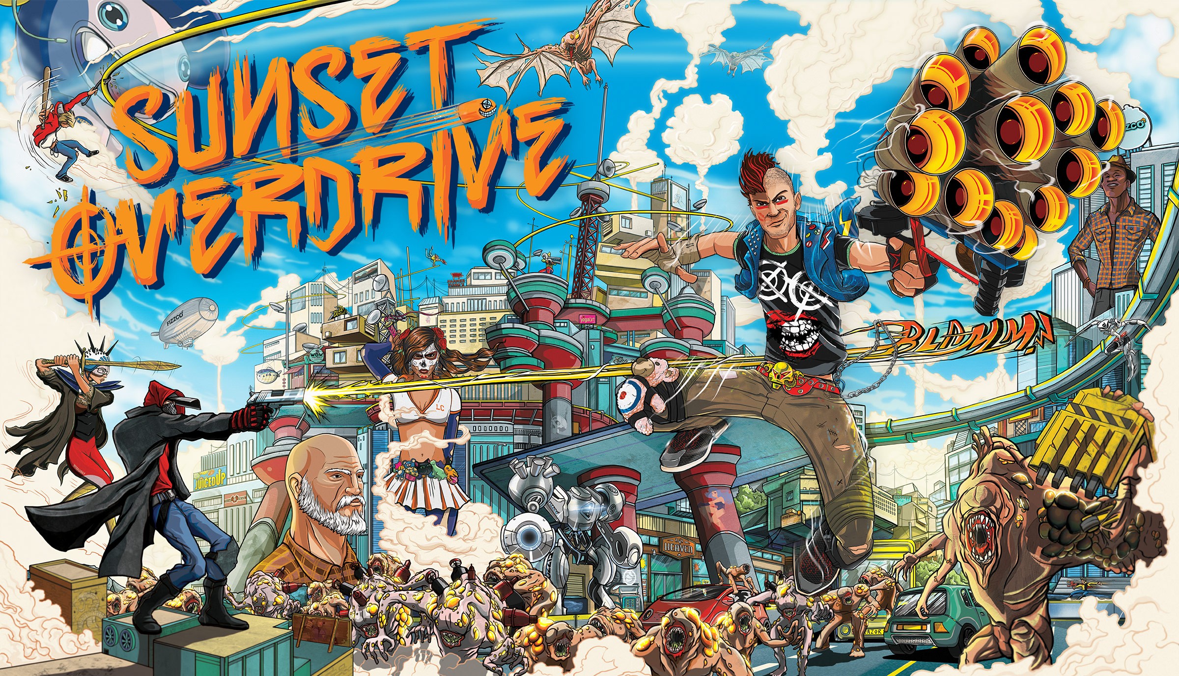 General 2400x1376 Sunset Overdrive Xbox One video games video game art