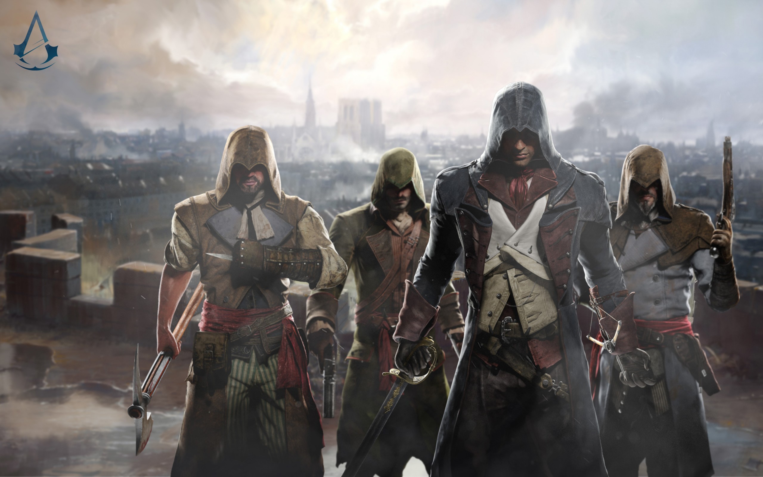 General 2560x1600 video game art video games Assassin's Creed Ubisoft weapon sword axes gun video game men hoods PC gaming