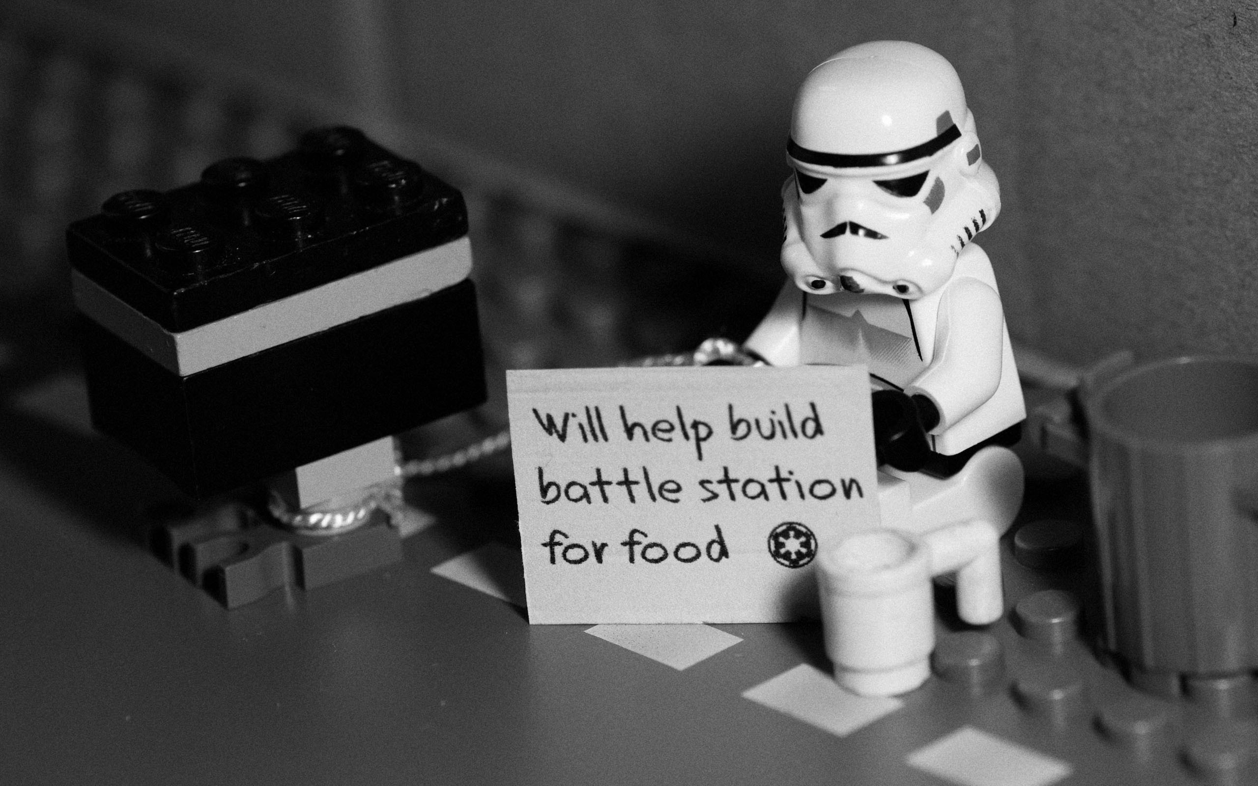 General 2560x1600 humor LEGO monochrome Star Wars stormtrooper toys Star Wars Humor helmet Star Wars Droids figurines movie characters