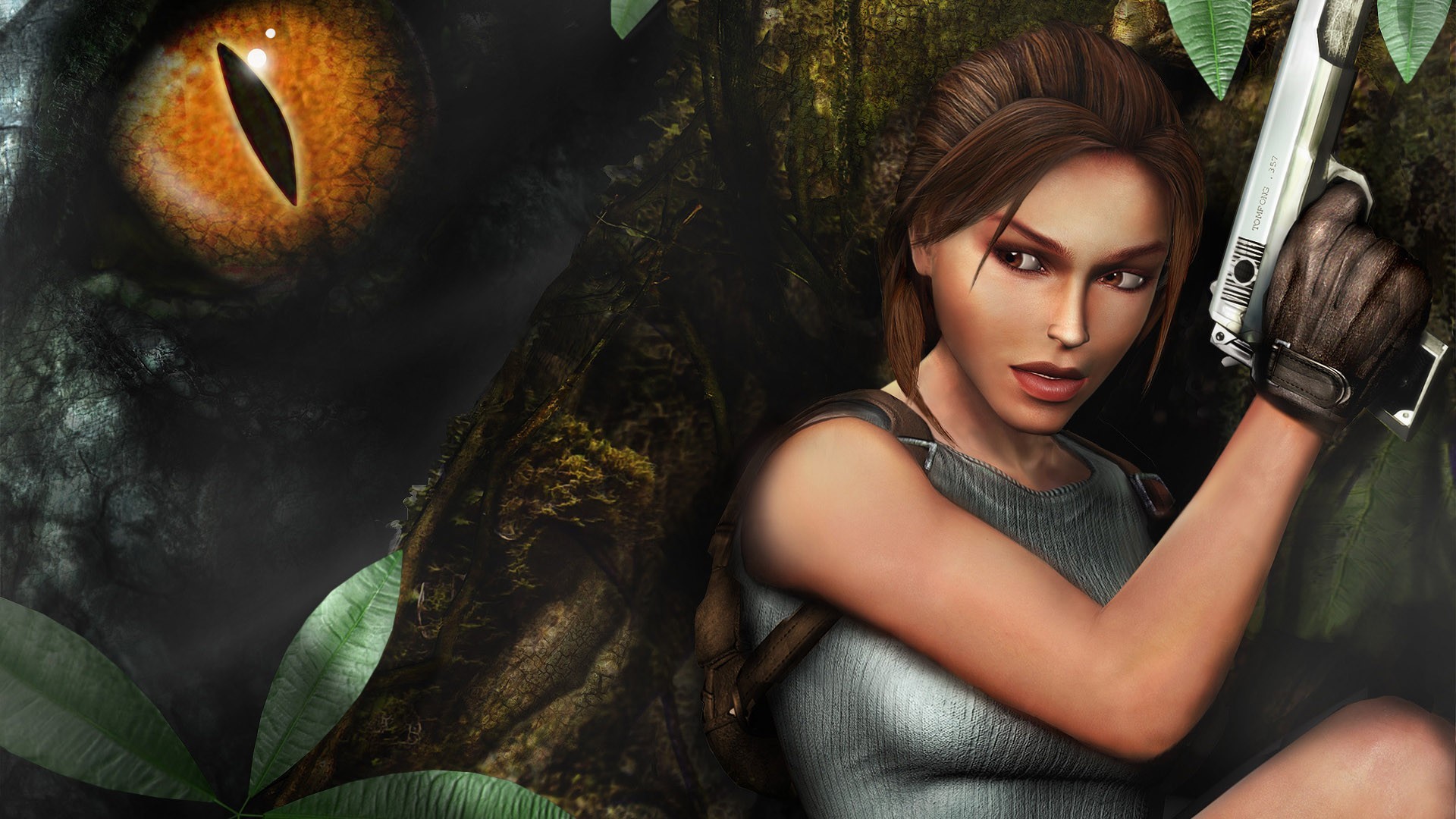 General 1920x1080 Tomb Raider video games gun video game art video game girls eyes brunette weapon video game characters animal eyes Lara Croft (Tomb Raider)