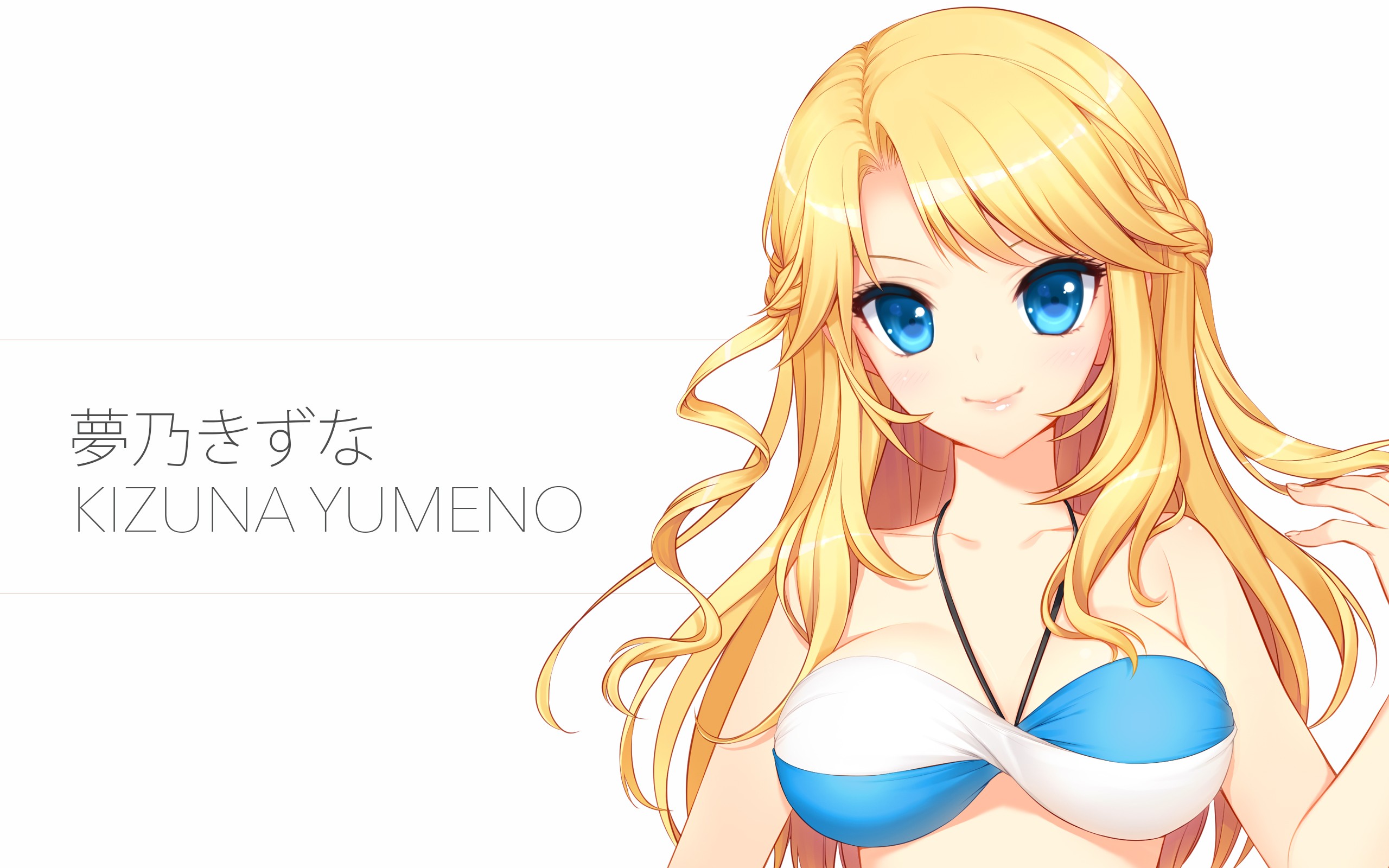 Anime 2560x1600 anime anime girls Kizuna Yumeno Culture Japan blonde long hair bikini blue eyes