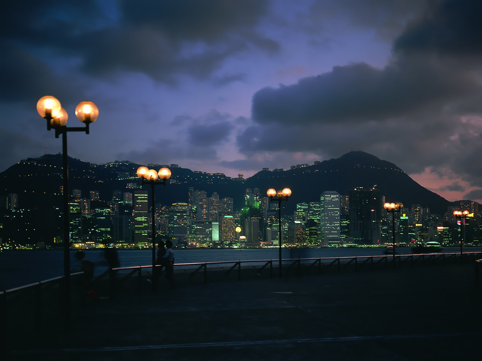General 1600x1200 cityscape city night mountains architecture street light clouds