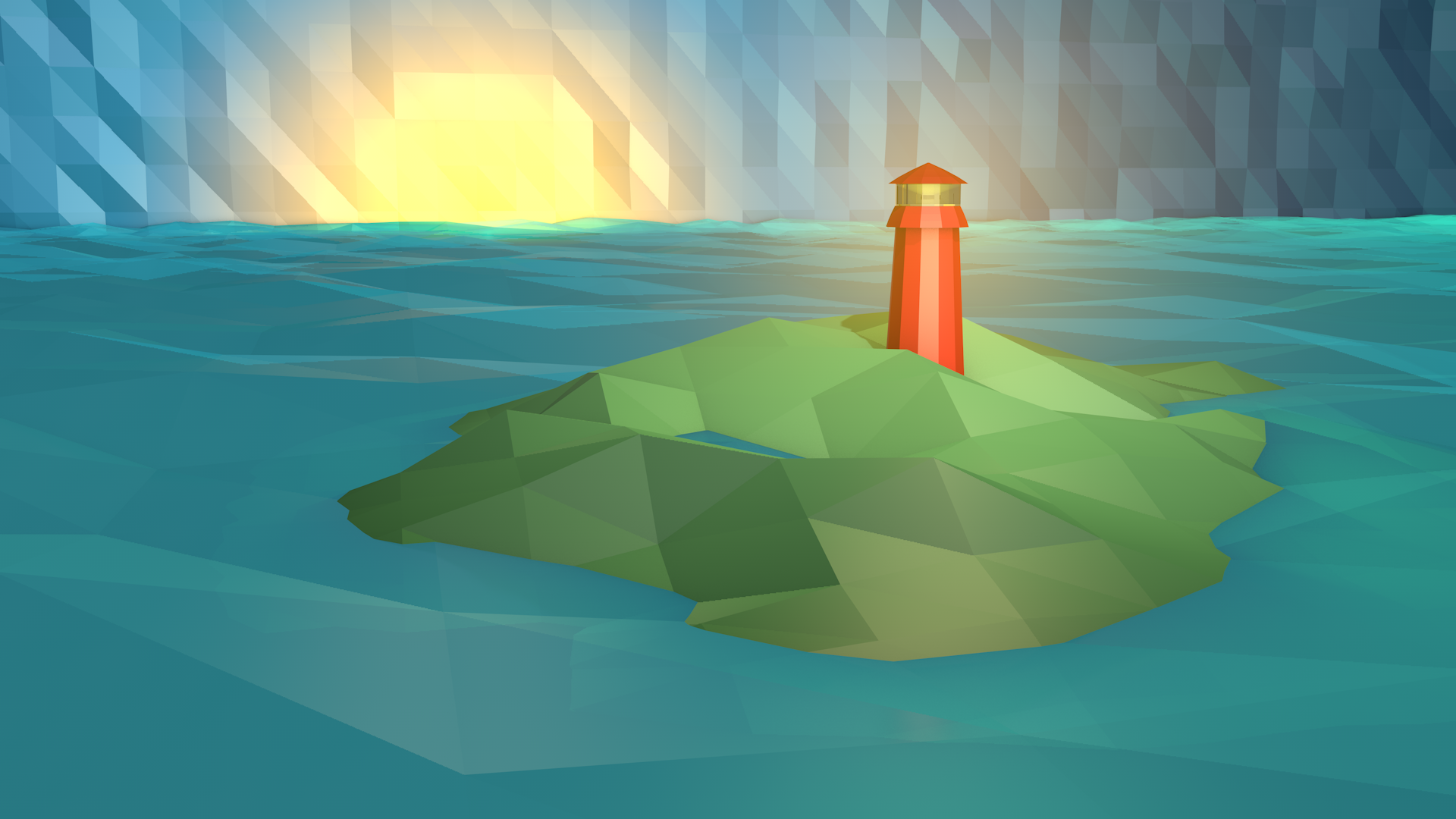 General 1920x1080 low poly digital art CGI lighthouse nature abstract 3D Abstract