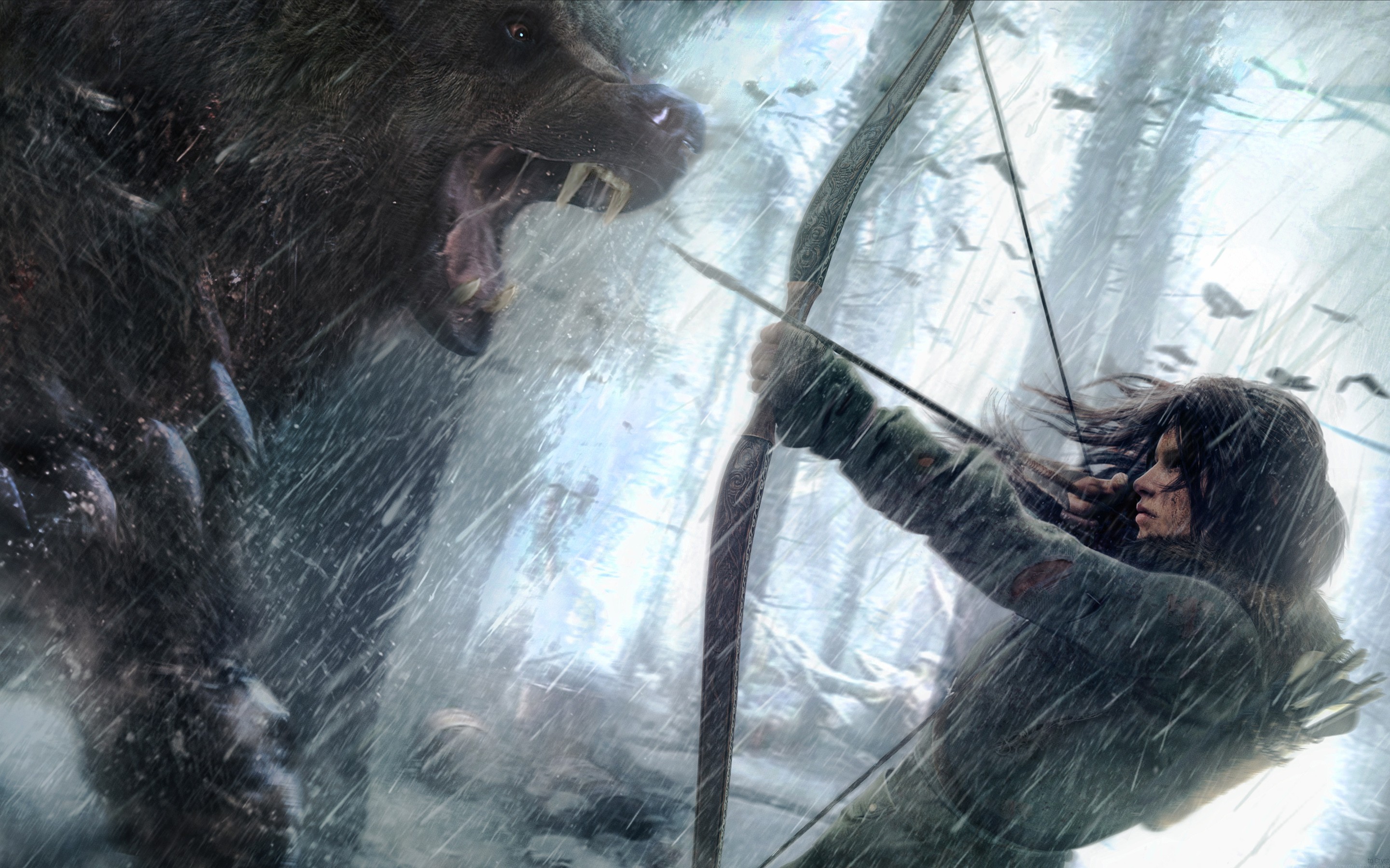 General 2880x1800 Rise of the Tomb Raider artwork video games Tomb Raider video game girls bow bears creature Lara Croft (Tomb Raider) bow and arrow