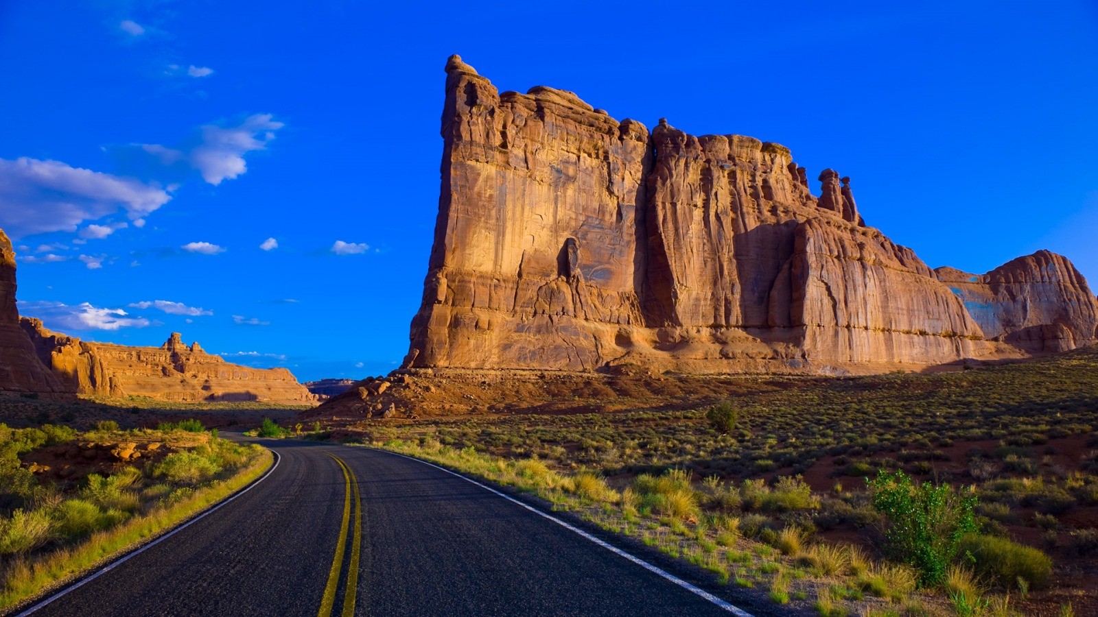 General 1600x900 road Arches National Park Utah landscape mountains national park rock formation asphalt USA