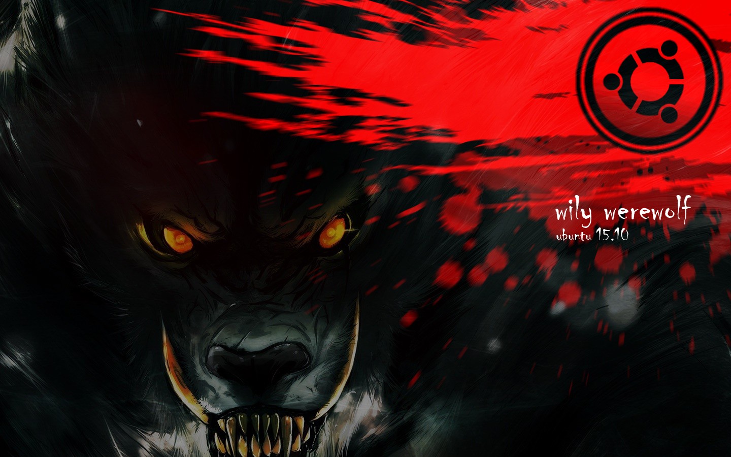 General 1440x900 Ubuntu wily werewolf yellow eyes creature artwork operating system