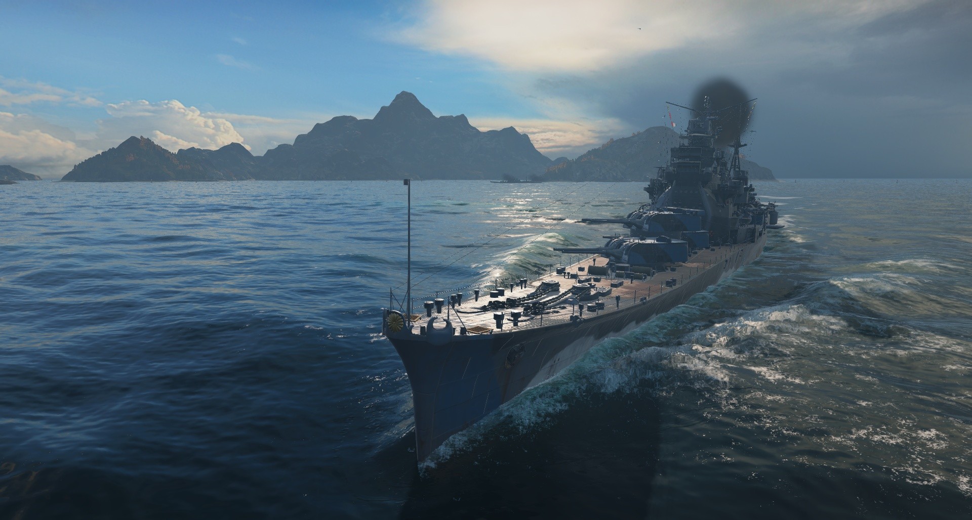 General 1920x1028 World of Warships  mountains sea PC gaming warship military vehicle vehicle