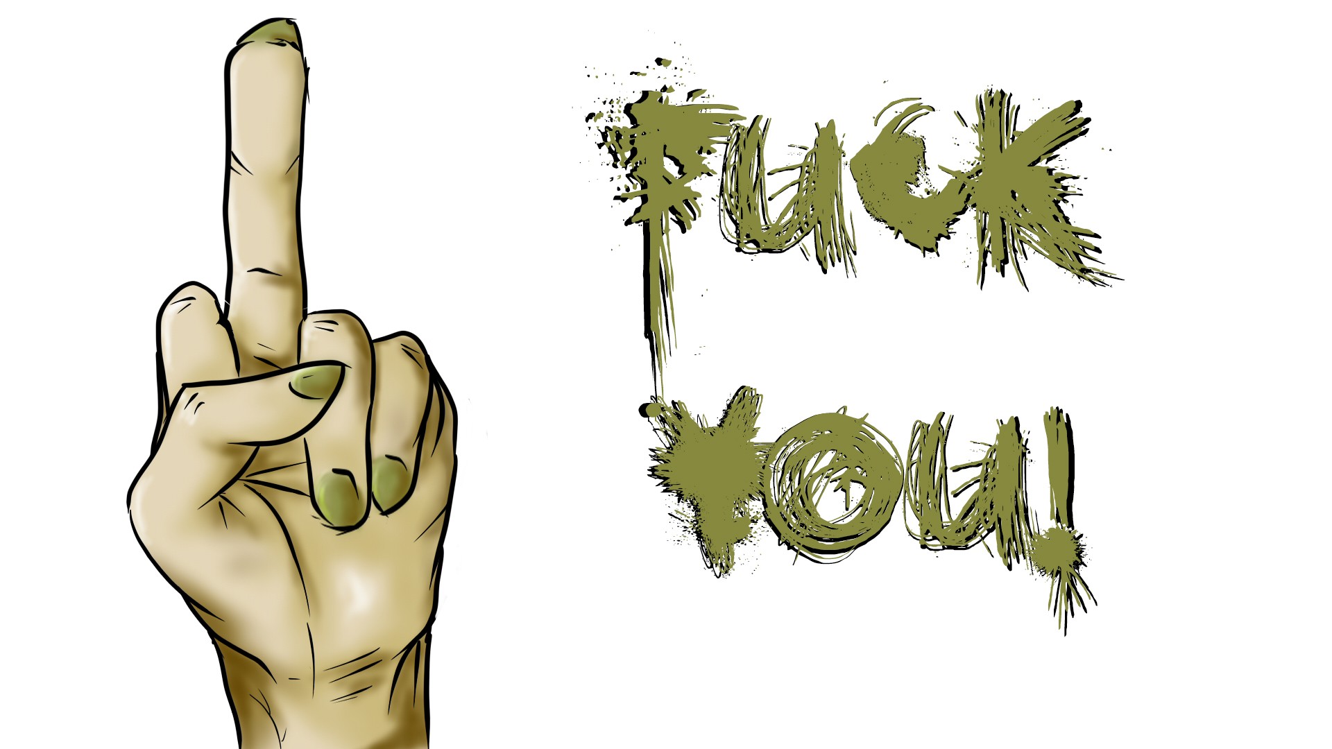 General 1920x1080 zombies fuck fingers hands text middle finger obscene typography green nails white background