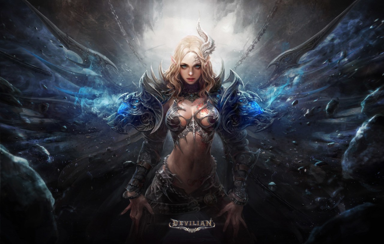 General 1280x814 Devilian fantasy girl fantasy art blonde artwork women boobs belly pointy ears horns